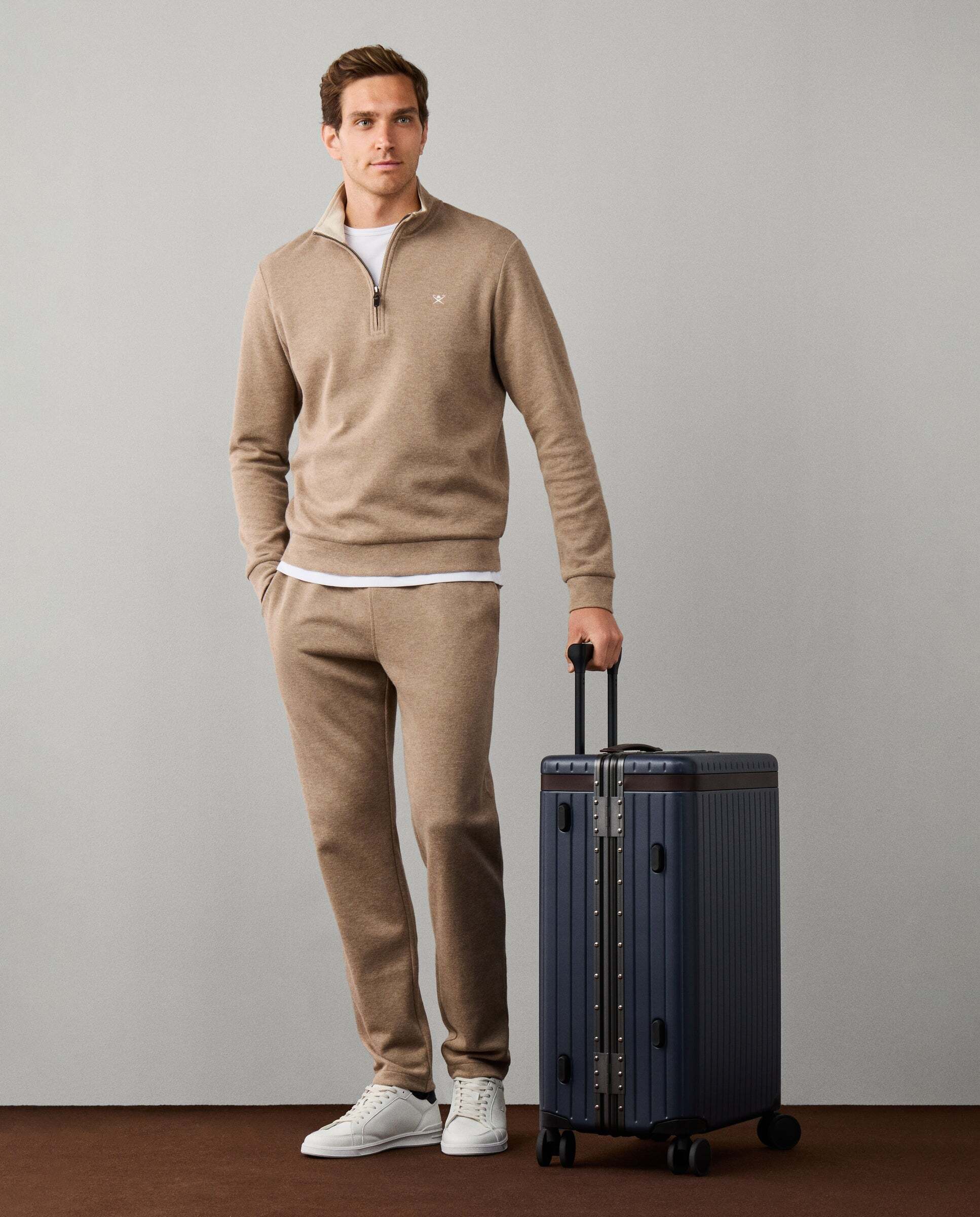 Sudadera de hombre de algodón con cremallera de un cuarto para viaje - Hackett - Natural Natural-6