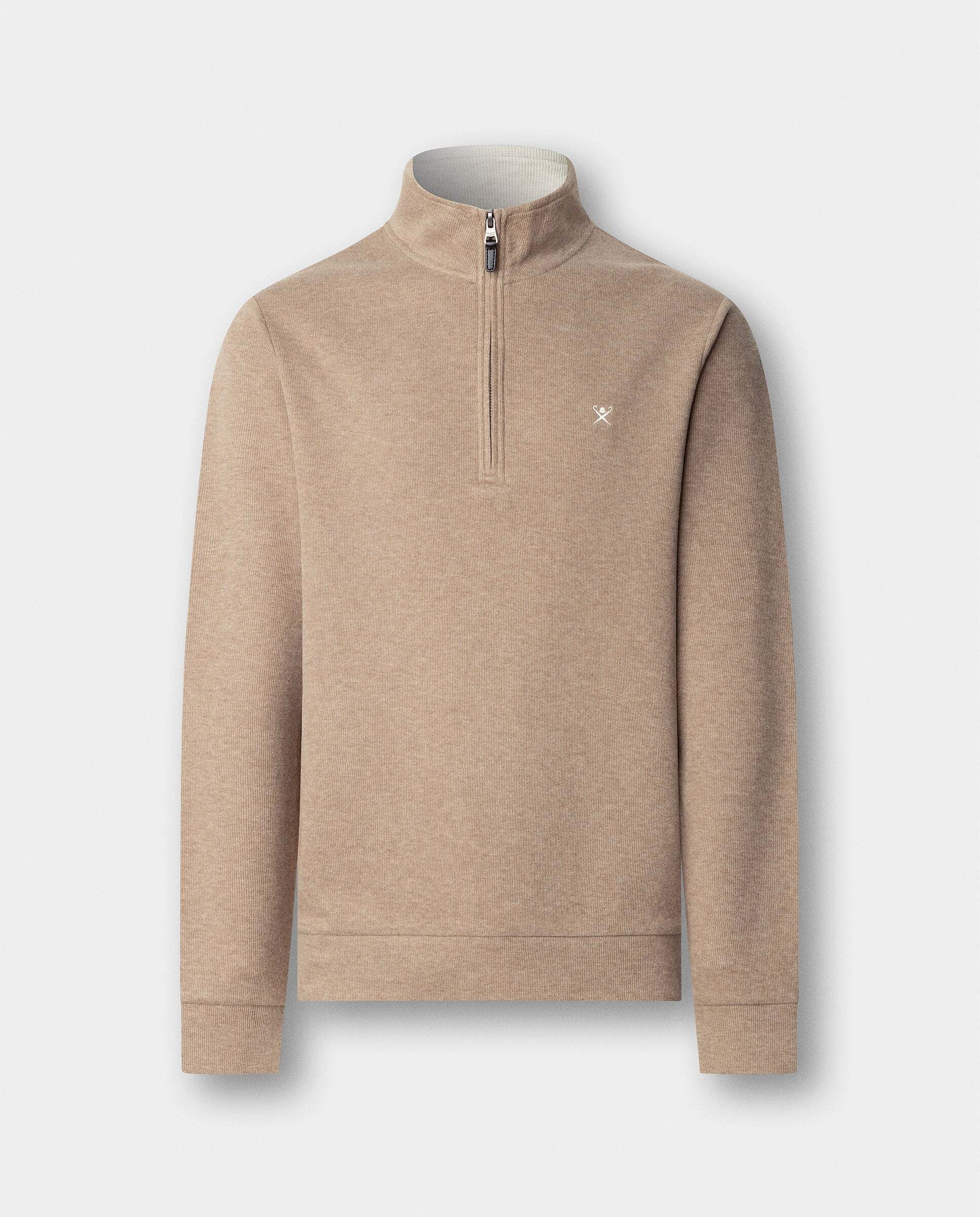 Sudadera de hombre de algodón con cremallera de un cuarto para viaje - Hackett - Natural Natural-7