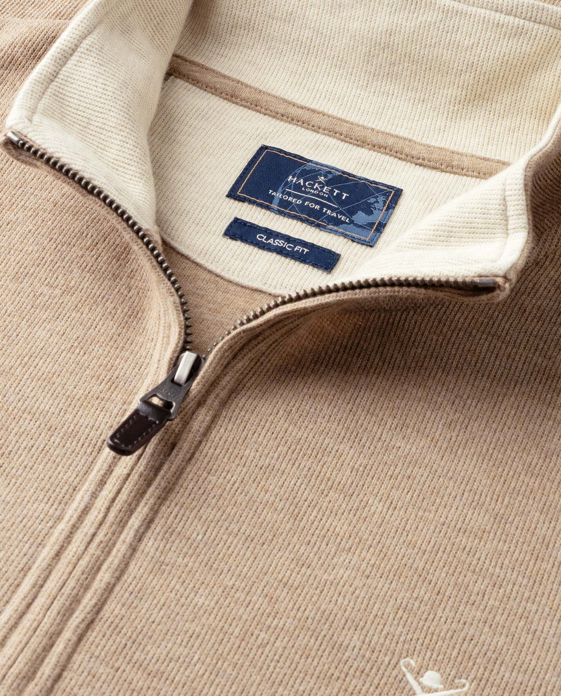 Sudadera de hombre de algodón con cremallera de un cuarto para viaje - Hackett - Natural Natural-9