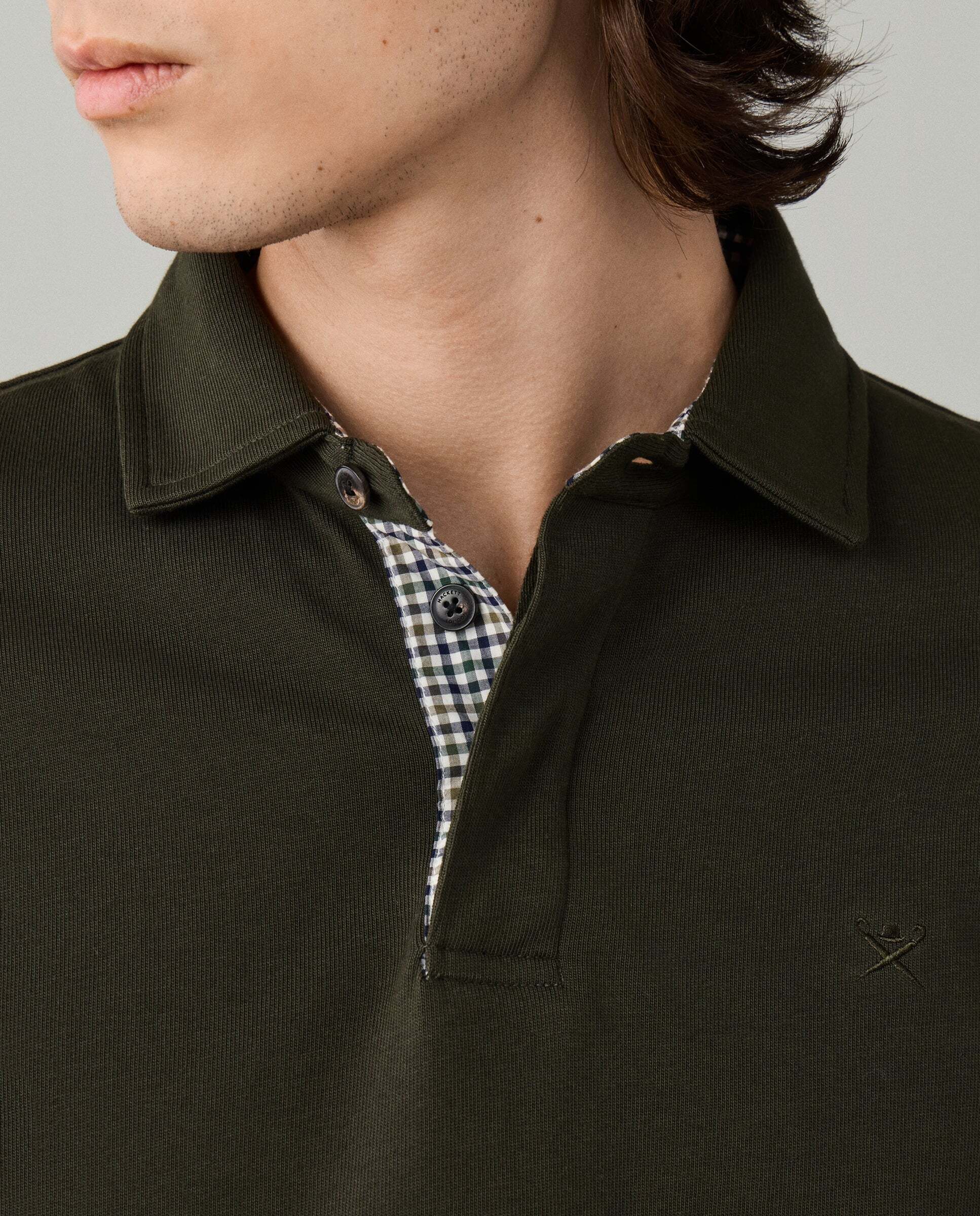 Polo de hombre rugby tattersall con ribete fit clásico - Hackett - Verde Verde-4