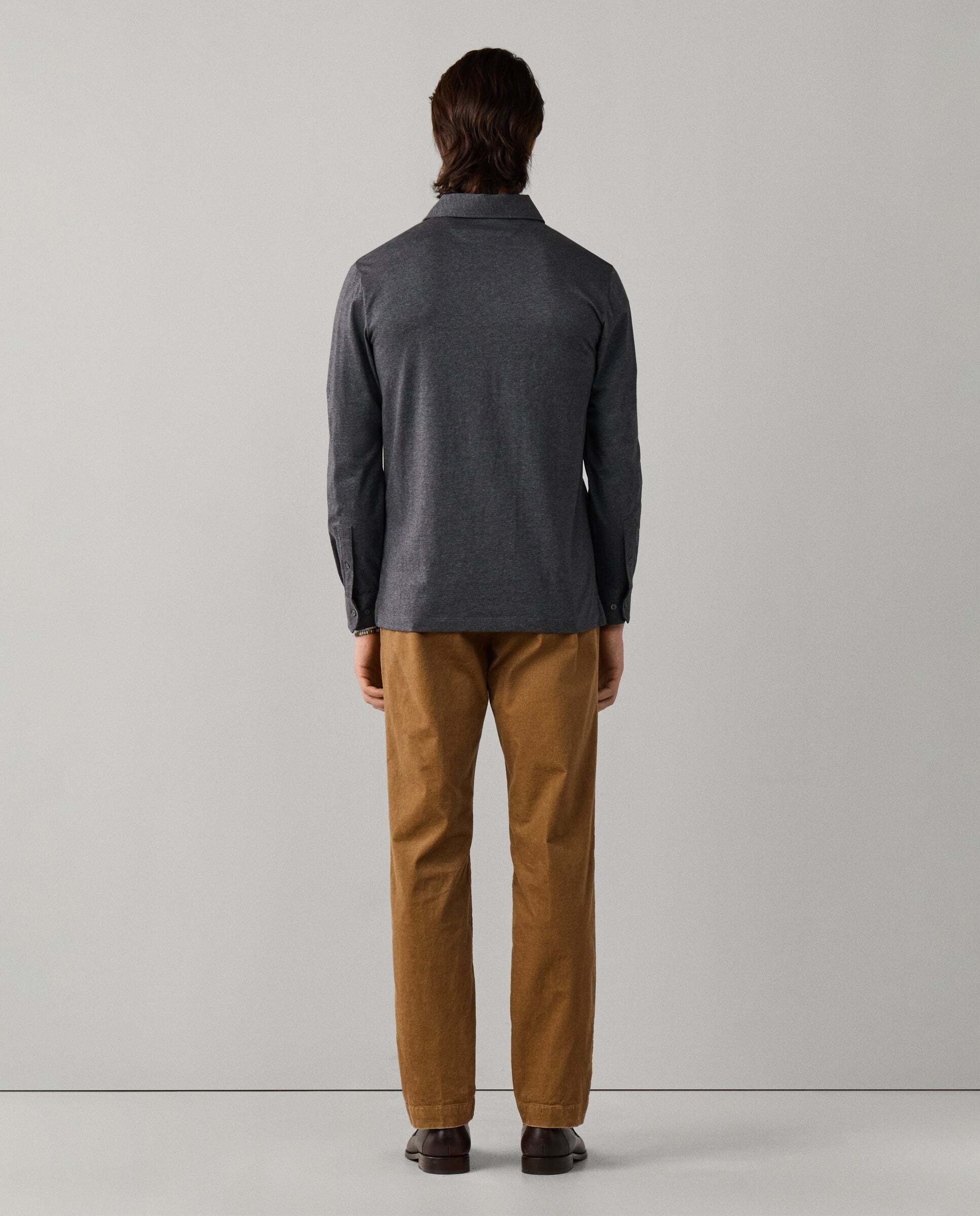 Polo de hombre pima manga larga fit clásico - Hackett - Gris oscuro Gris oscuro-3