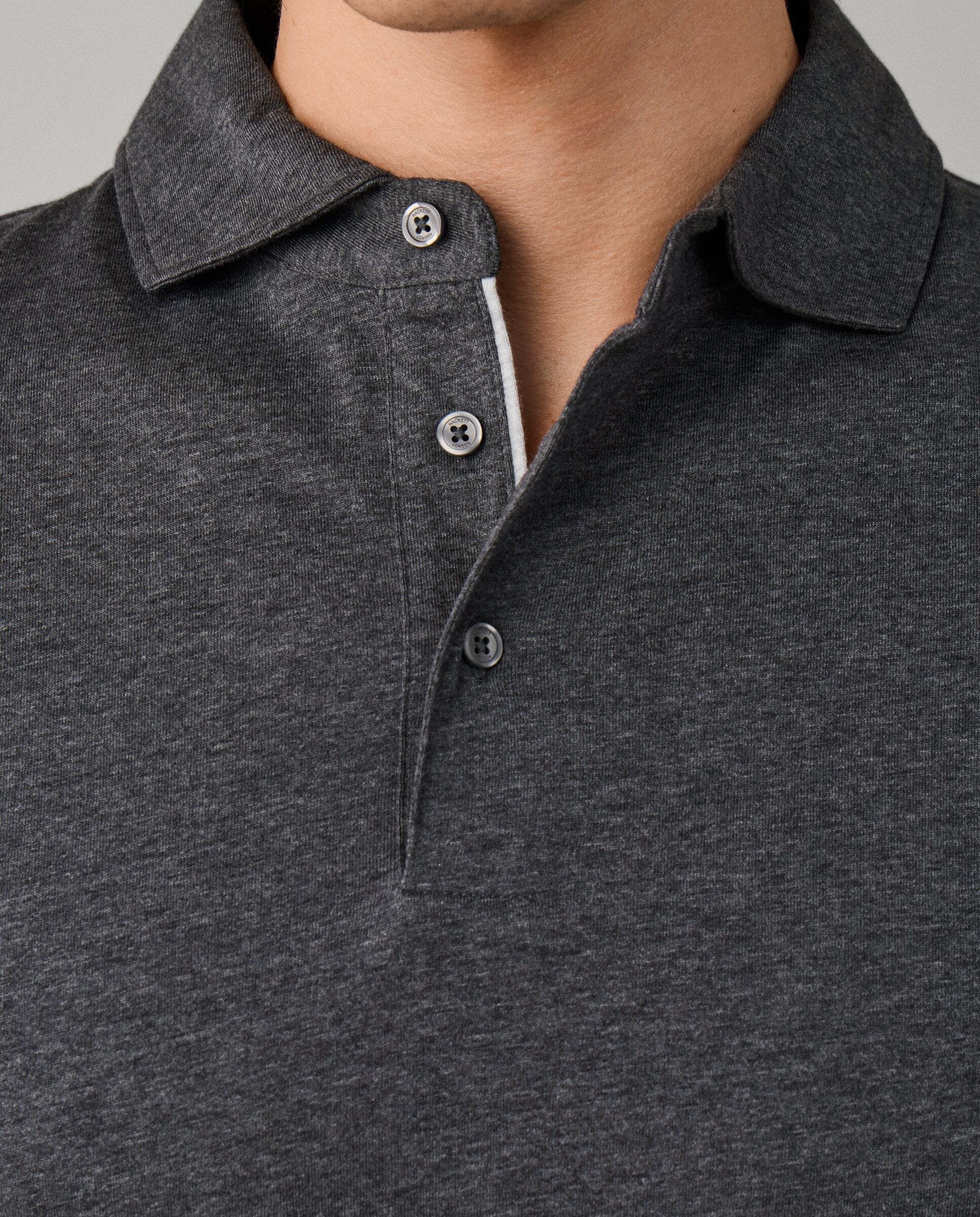 Polo de hombre pima manga larga fit clásico - Hackett - Gris oscuro Gris oscuro-4