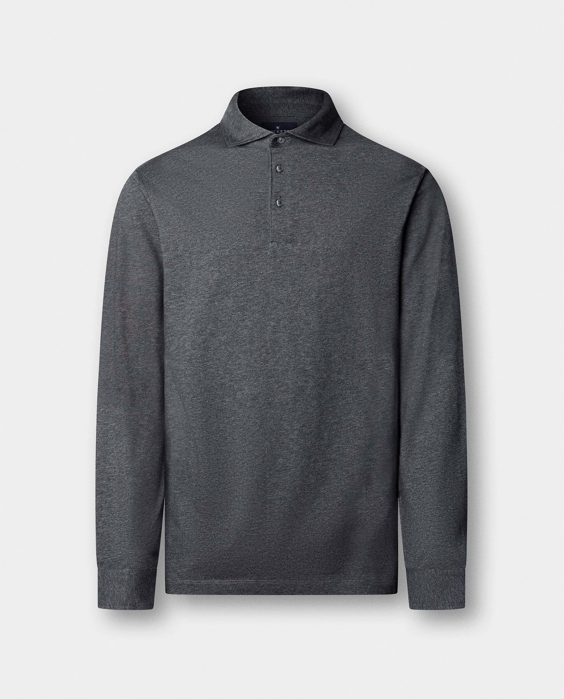 Polo de hombre pima manga larga fit clásico - Hackett - Gris oscuro Gris oscuro-6