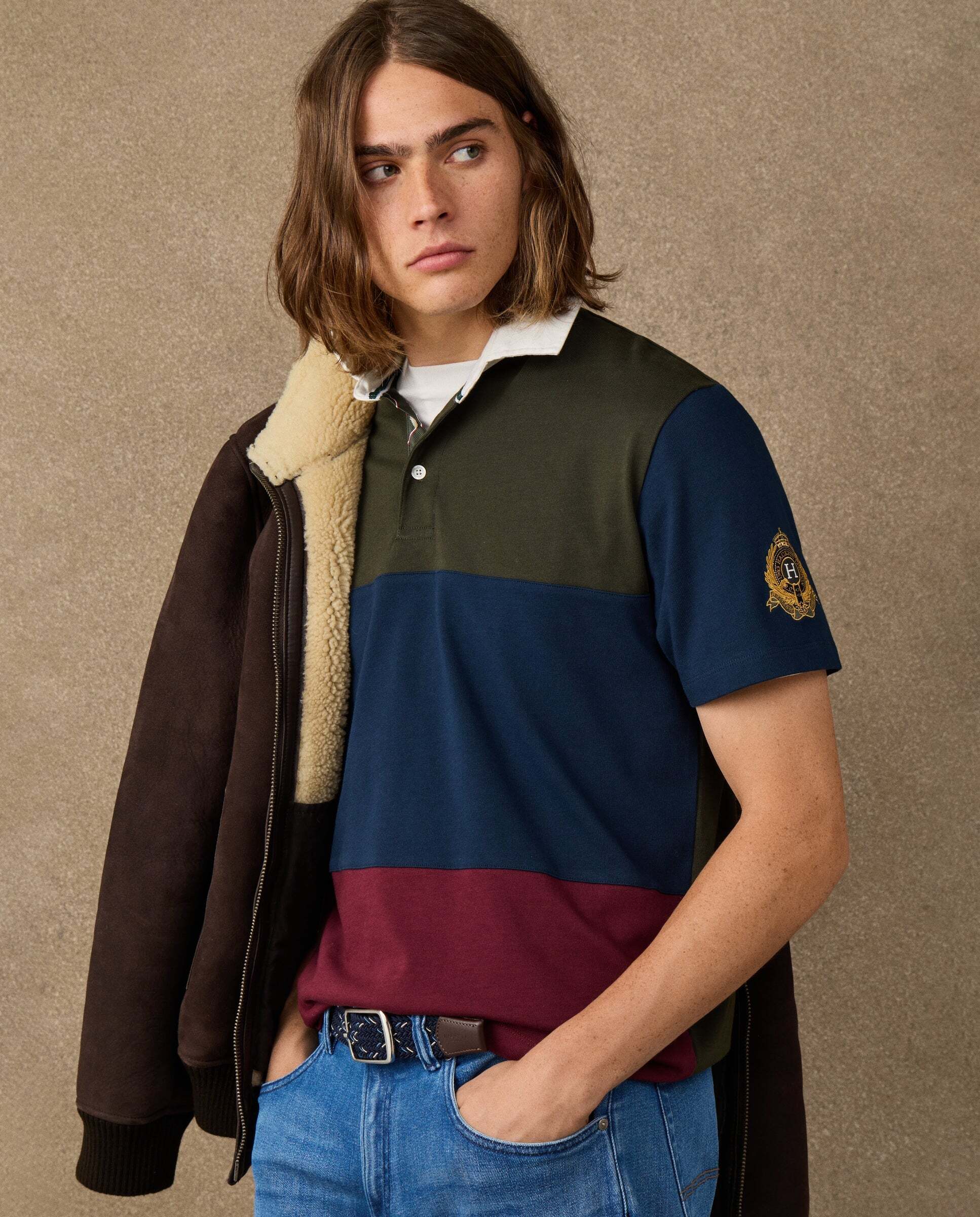 Imagen 6 de Polo de hombre rugby con parche fit clásico manga corta - Hackett - Azul marino Azul marino