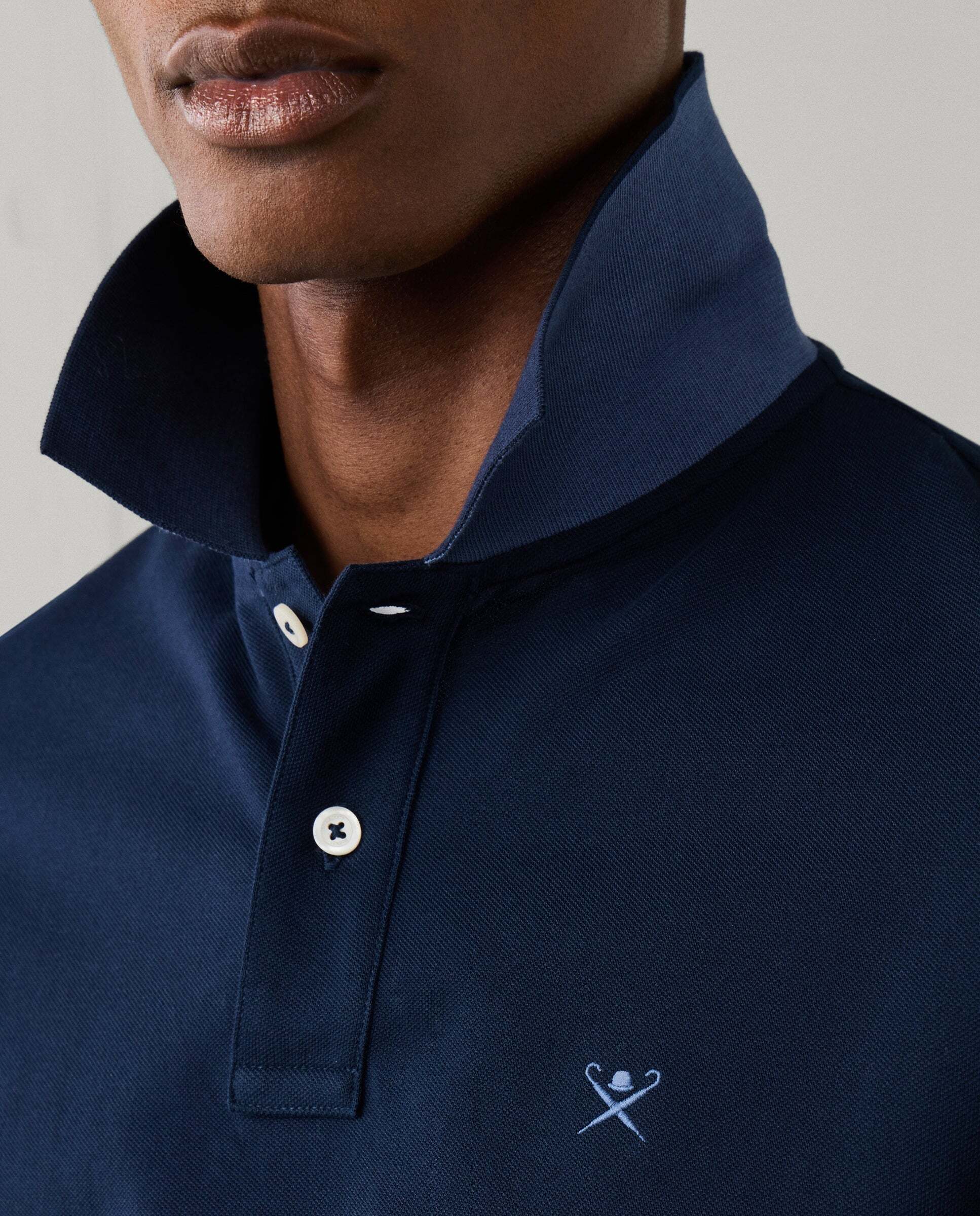 Polo de hombre piqué manga corta fit slim - Hackett - Azul Azul-4
