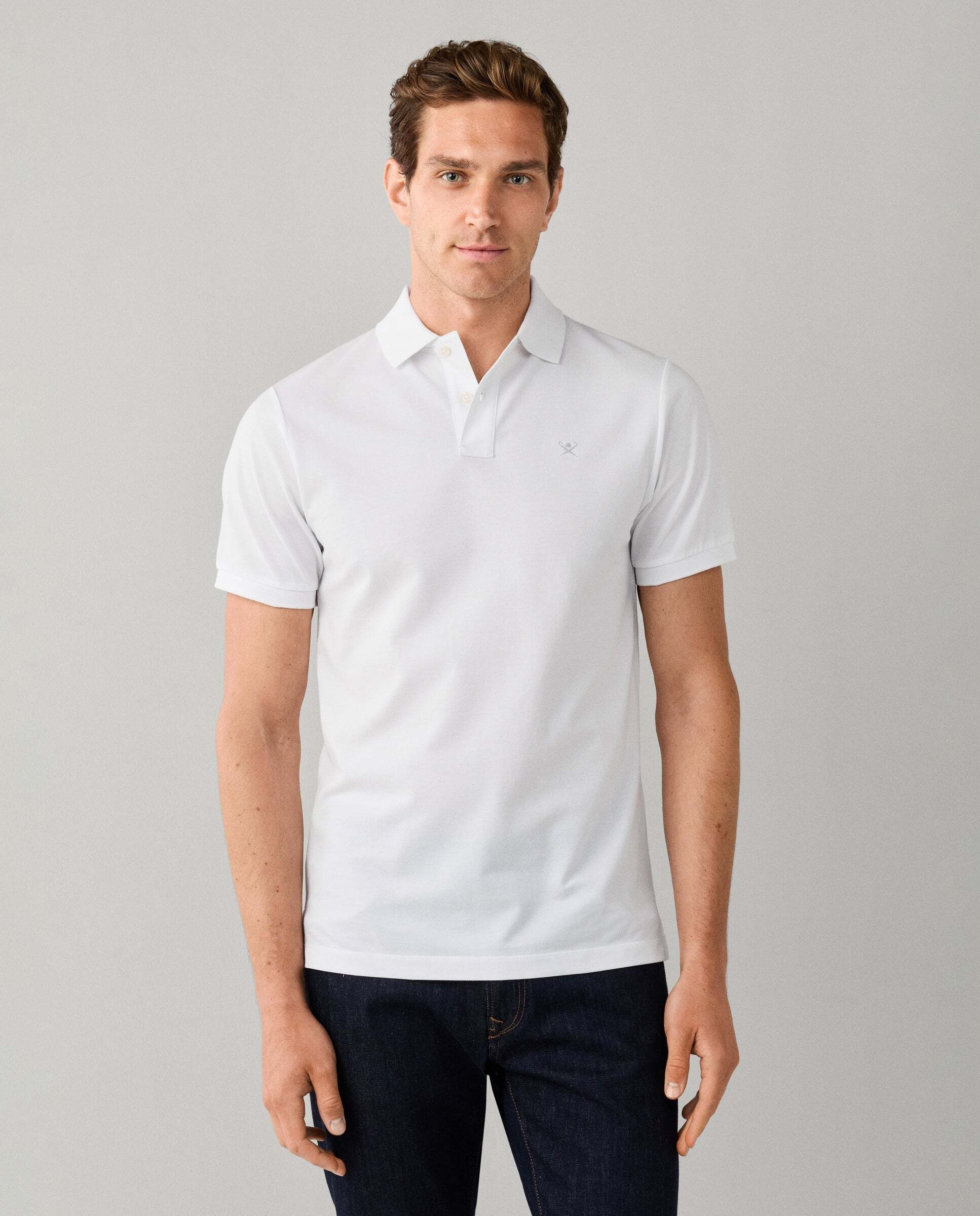 Polo de hombre piqué manga corta fit slim - Hackett - Blanco Blanco-1