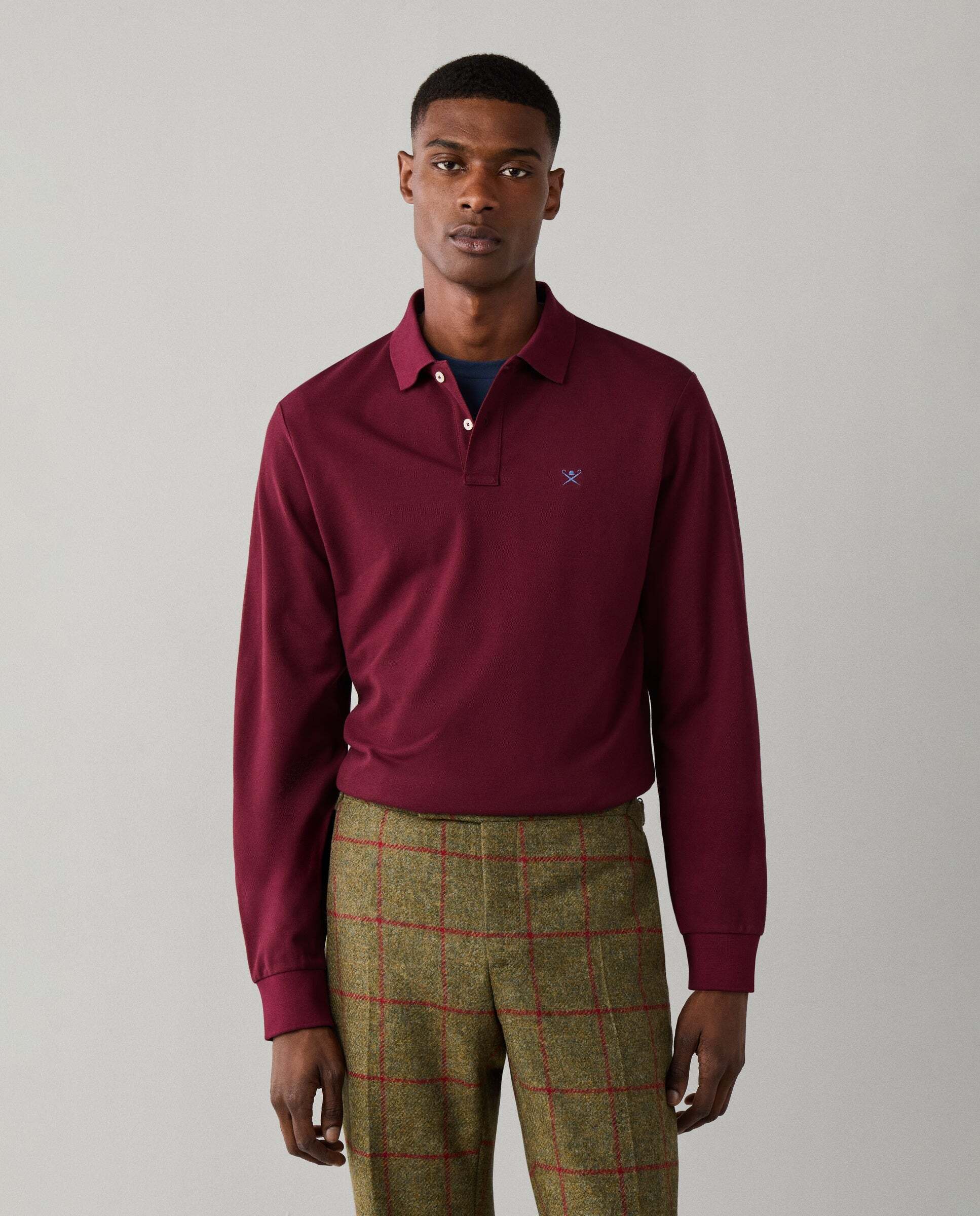 Polo de hombre manga larga con logo fit slim - Hackett - Rojo Rojo-1