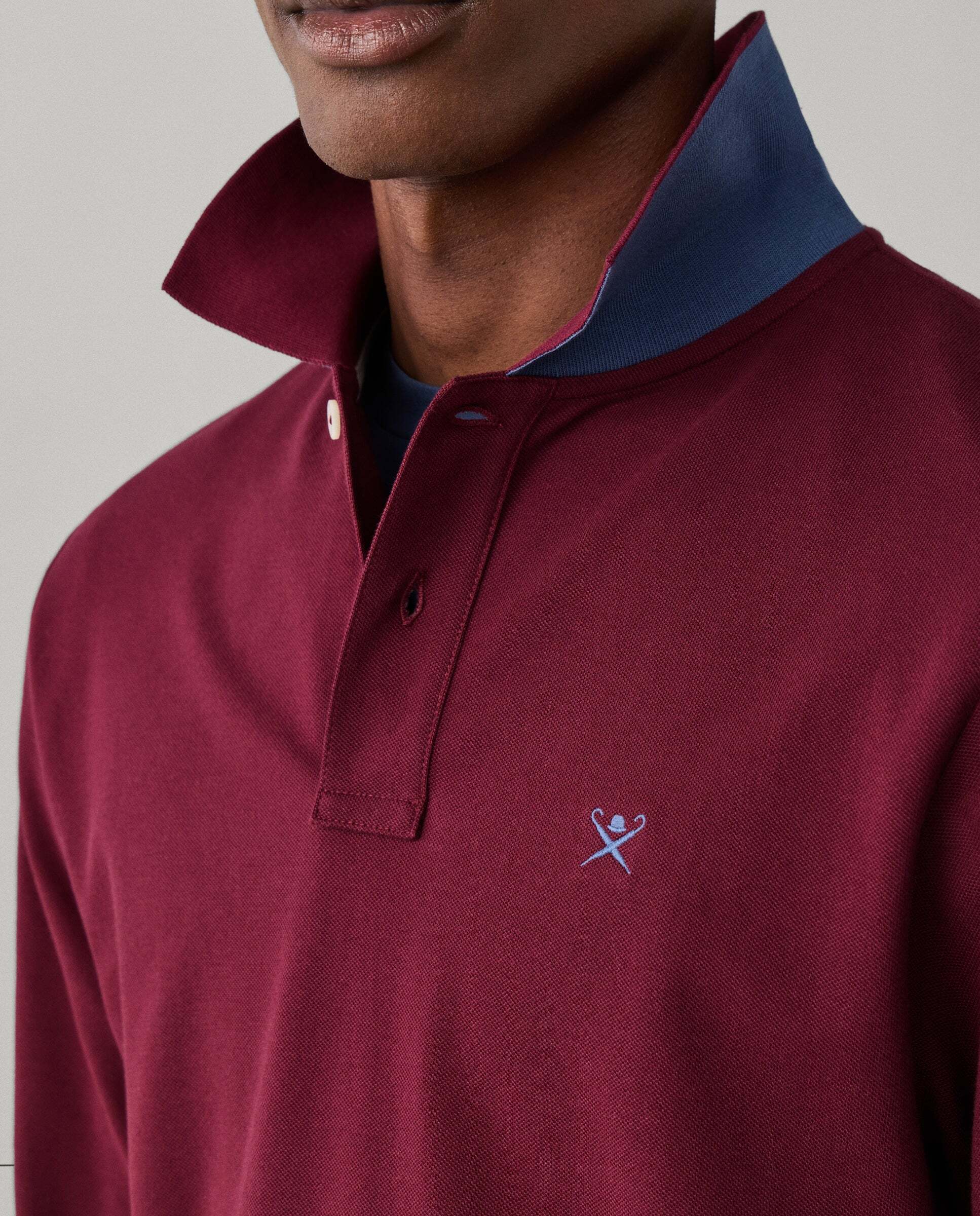 Polo de hombre manga larga con logo fit slim - Hackett - Rojo Rojo-4