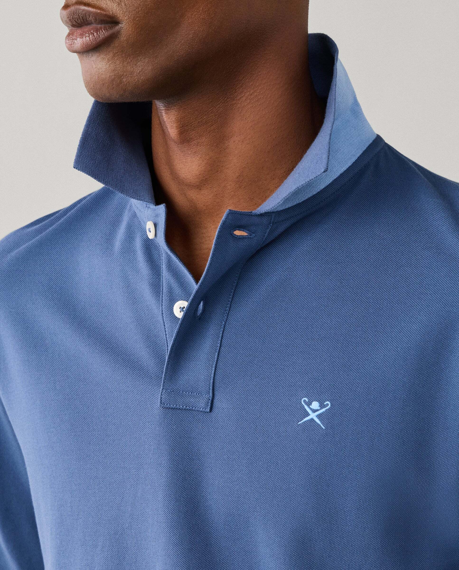 Polo de hombre manga larga con logo fit slim - Hackett - Azul Azul-4