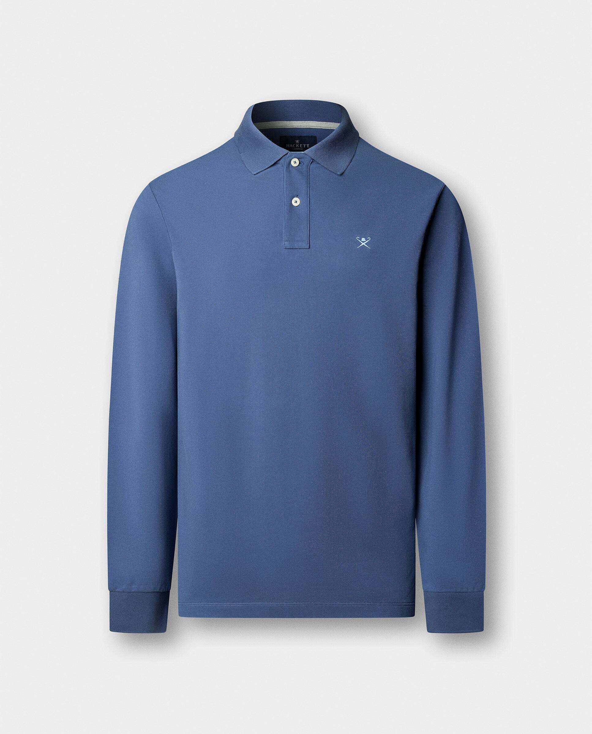 Polo de hombre manga larga con logo fit slim - Hackett - Azul Azul-7