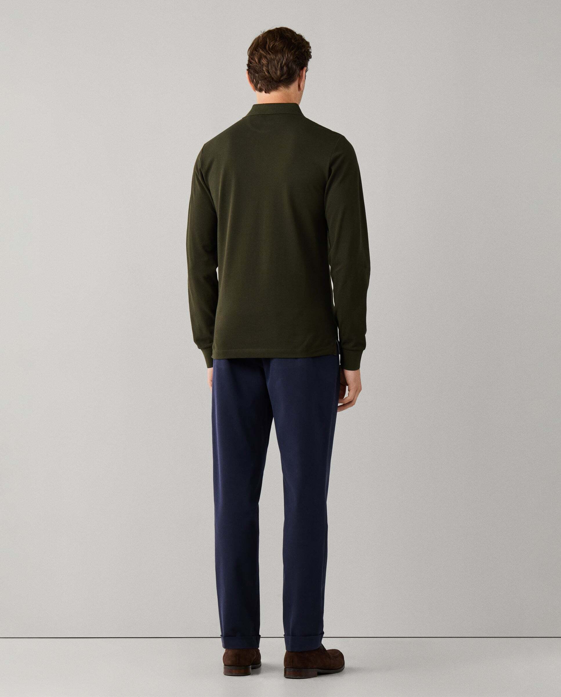 Polo de hombre manga larga con logo fit slim - Hackett - Verde militar Verde militar-3