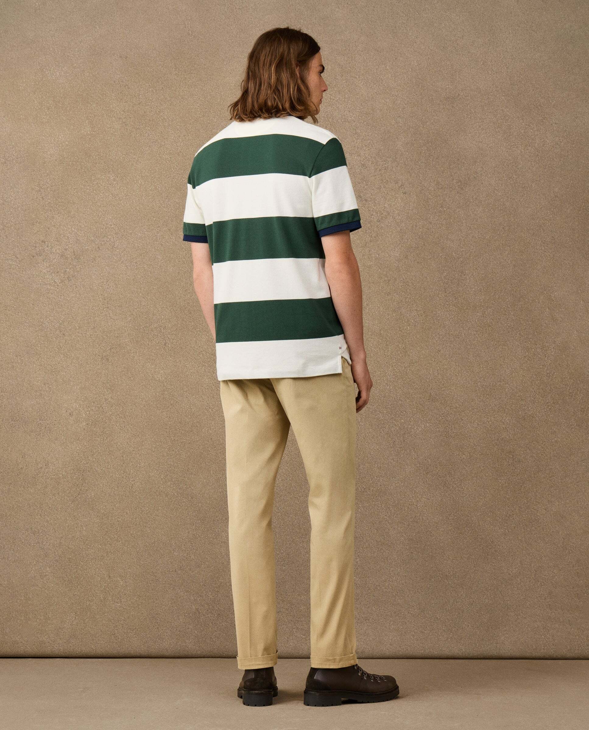 Polo de hombre de rayas manga corta fit clásico - Hackett - Verde Verde-3