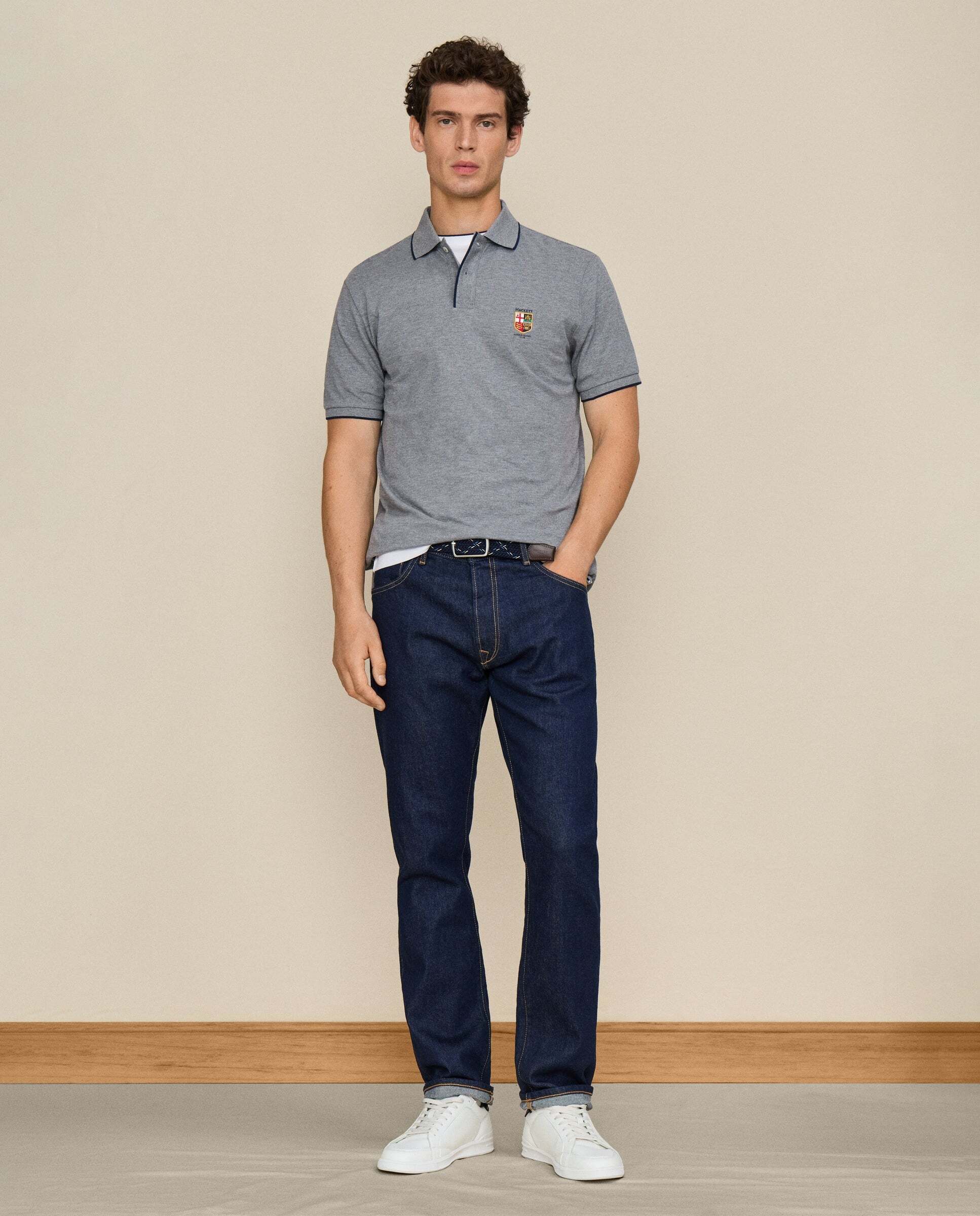 Polo de hombre manga corta fit clásico lrc - Hackett - Gris Gris-2
