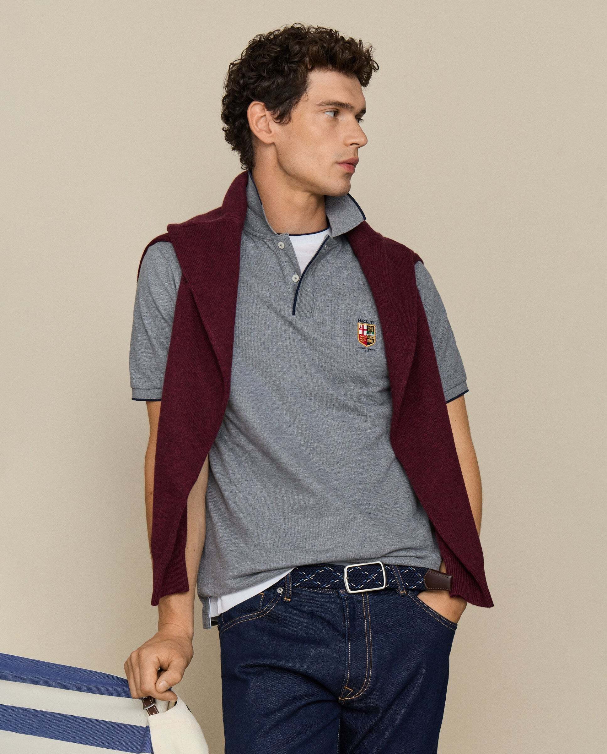 Polo de hombre manga corta fit clásico lrc - Hackett - Gris Gris-5