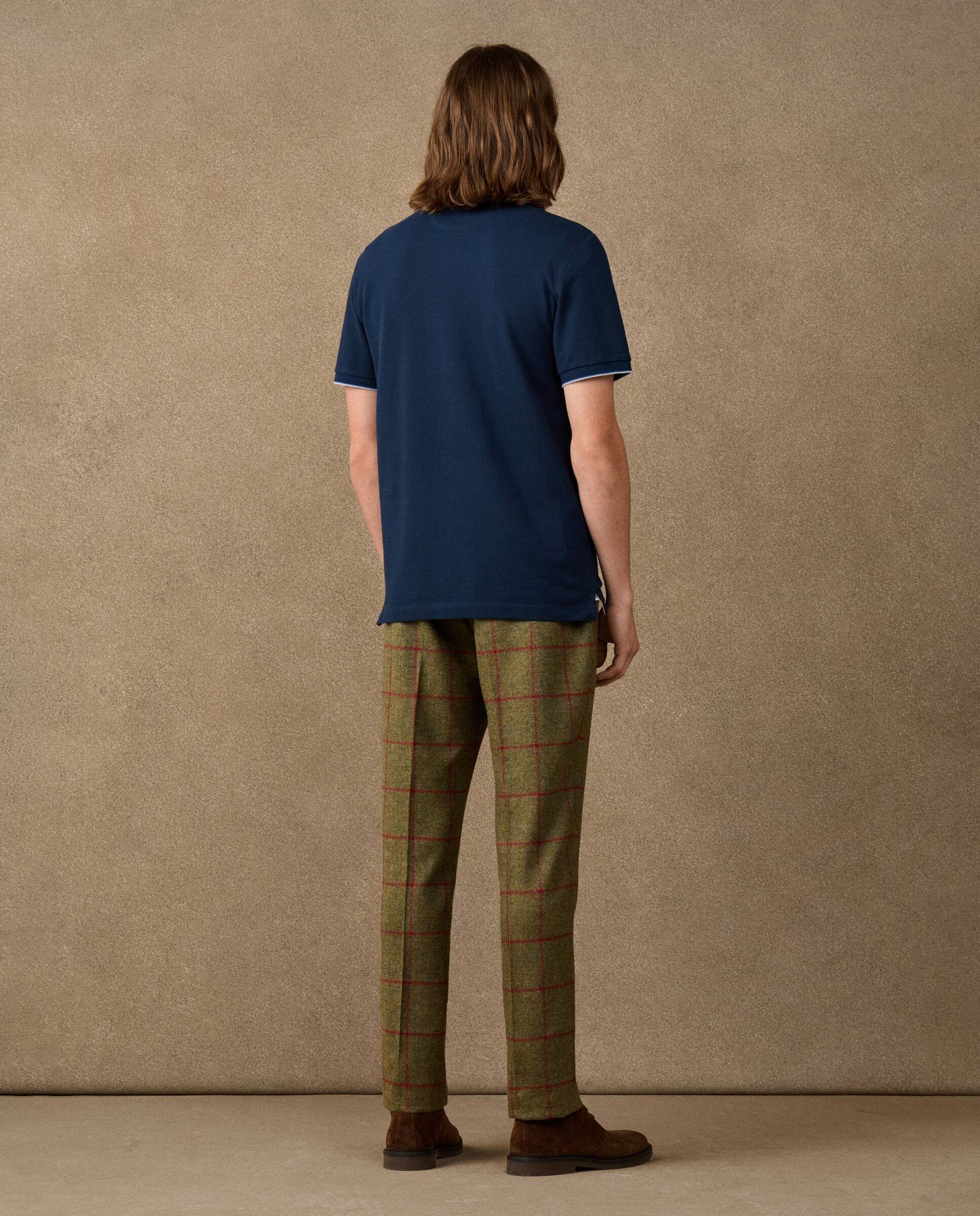 Polo de hombre manga corta con ribete fit clásico - Azul Azul-3