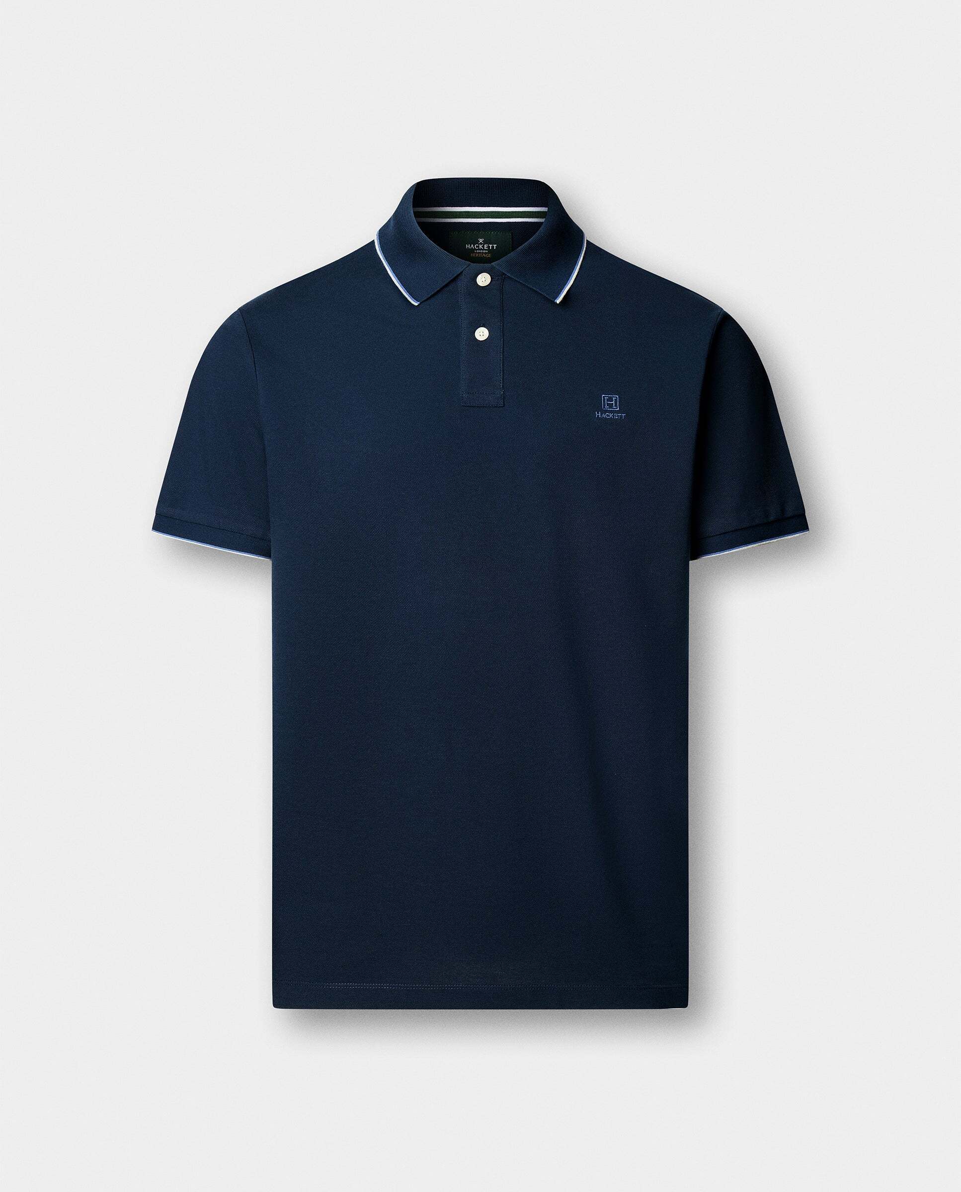 Polo de hombre manga corta con ribete fit clásico - Azul Azul-7