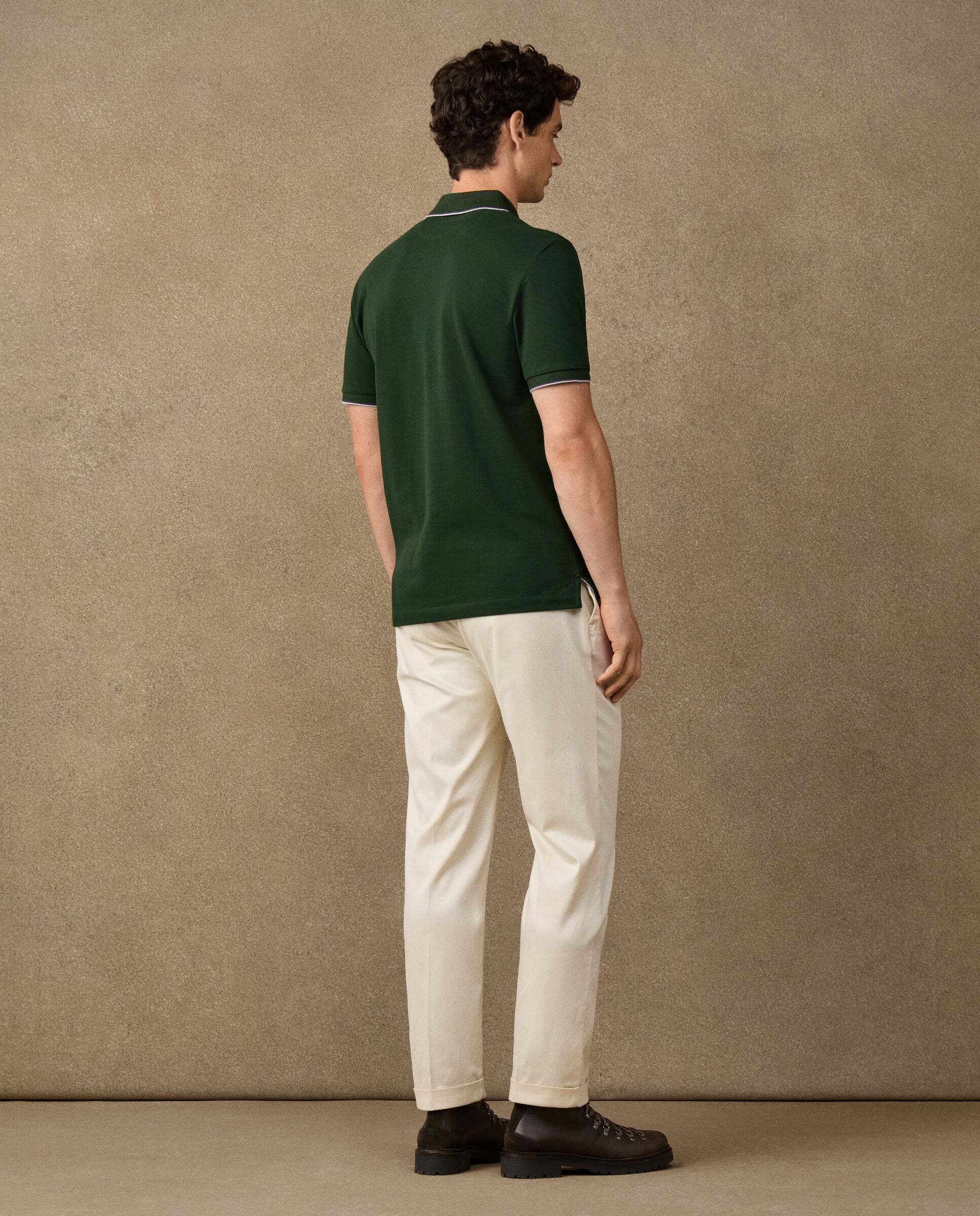 Polo de hombre manga corta con ribete fit clásico - Verde Verde-3