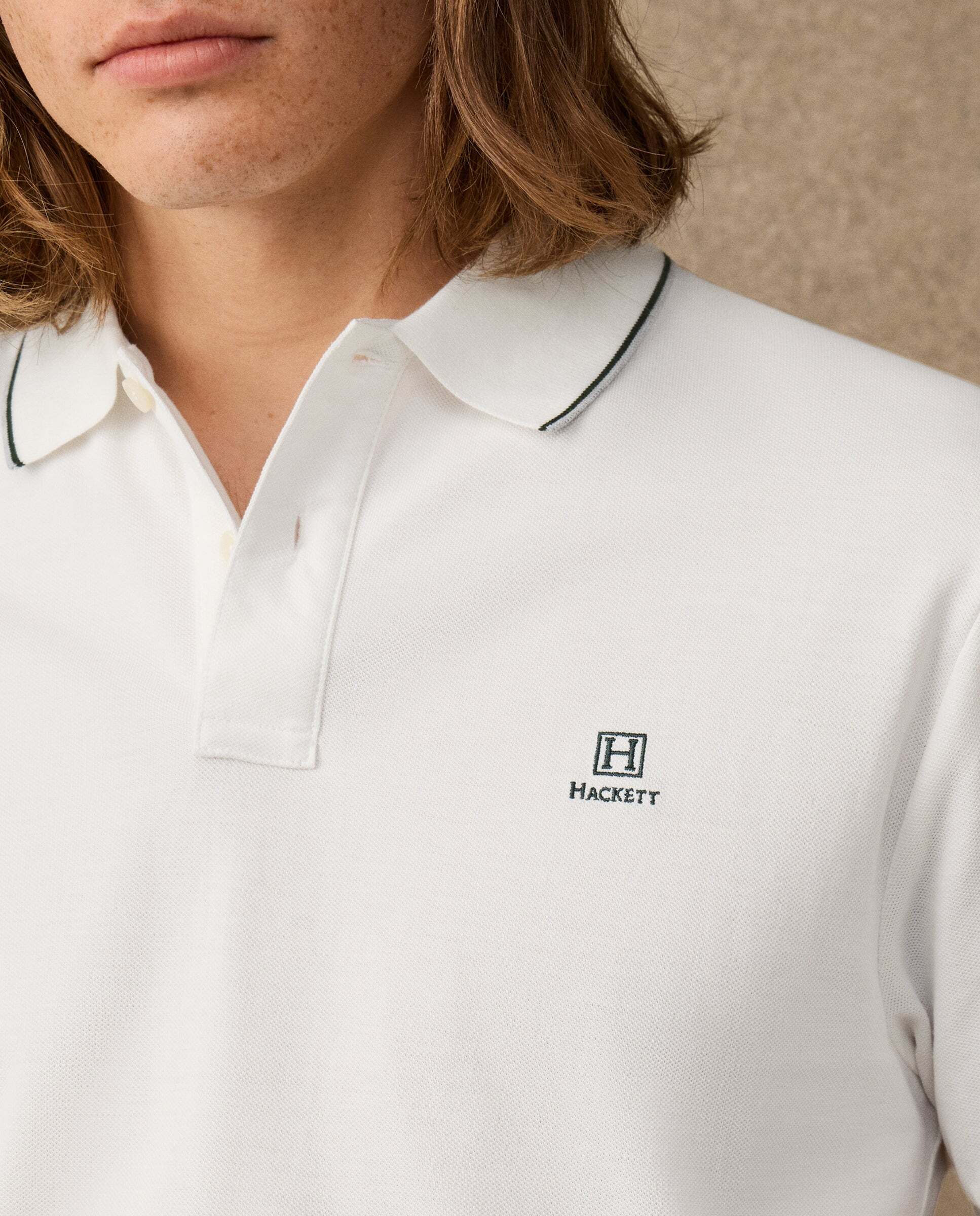 Polo de hombre manga corta con ribete fit clásico - Natural Natural-4