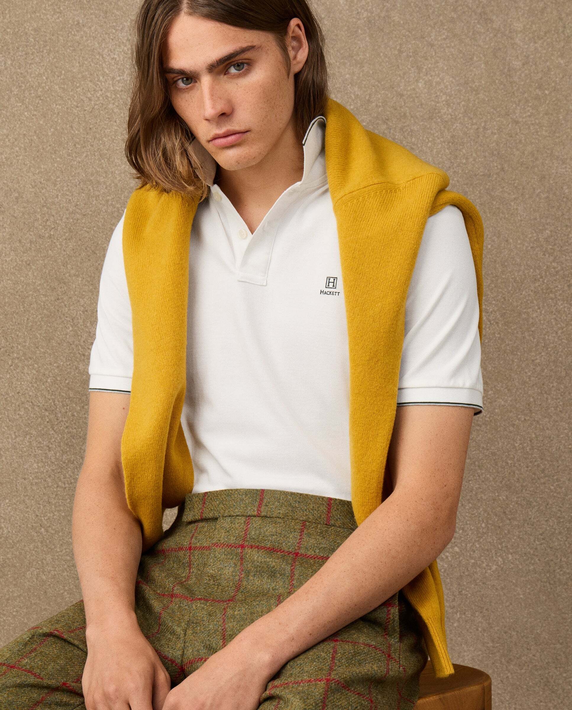 Polo de hombre manga corta con ribete fit clásico - Natural Natural-5