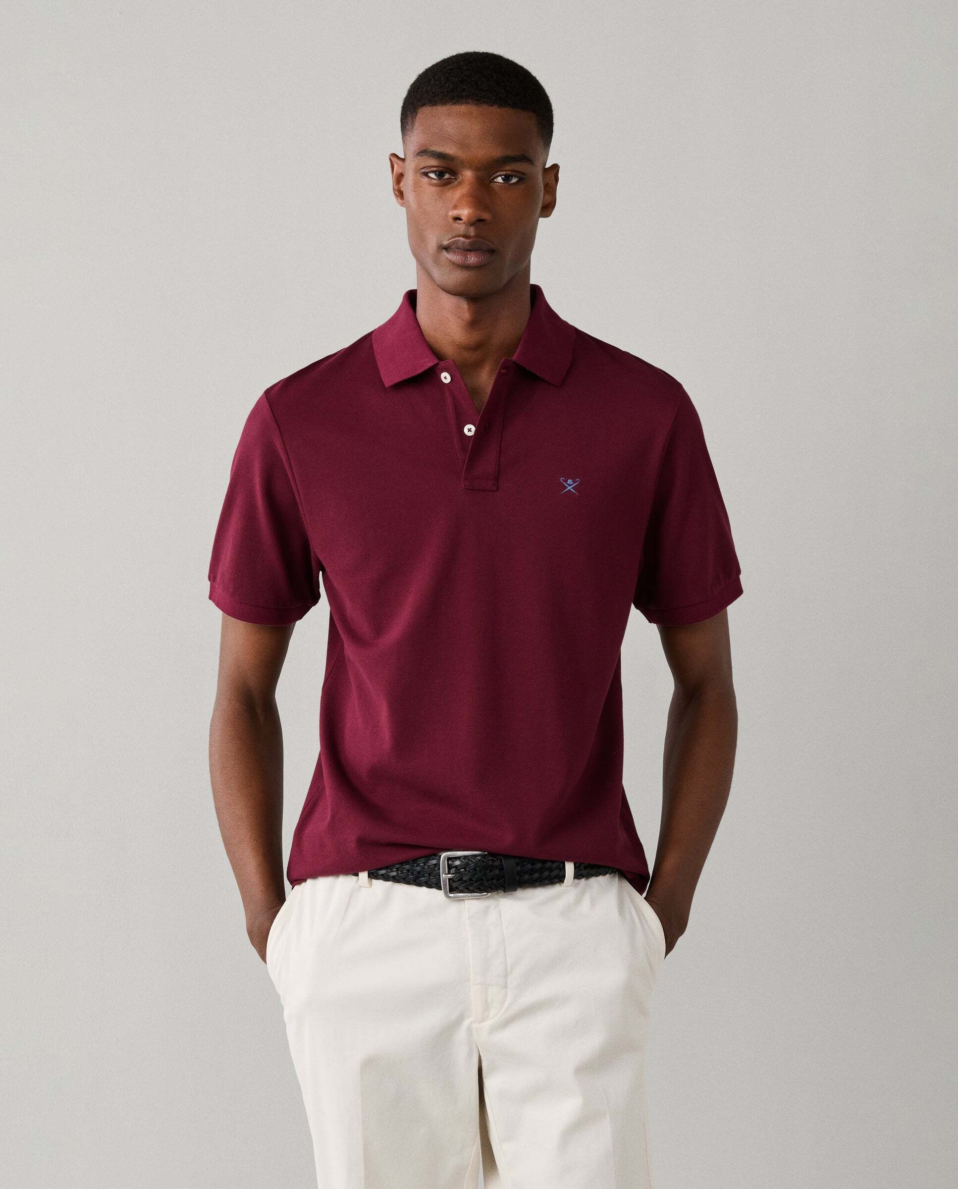 Polo de hombre manga corta con logo fit slim - Hackett - Rojo Rojo-1