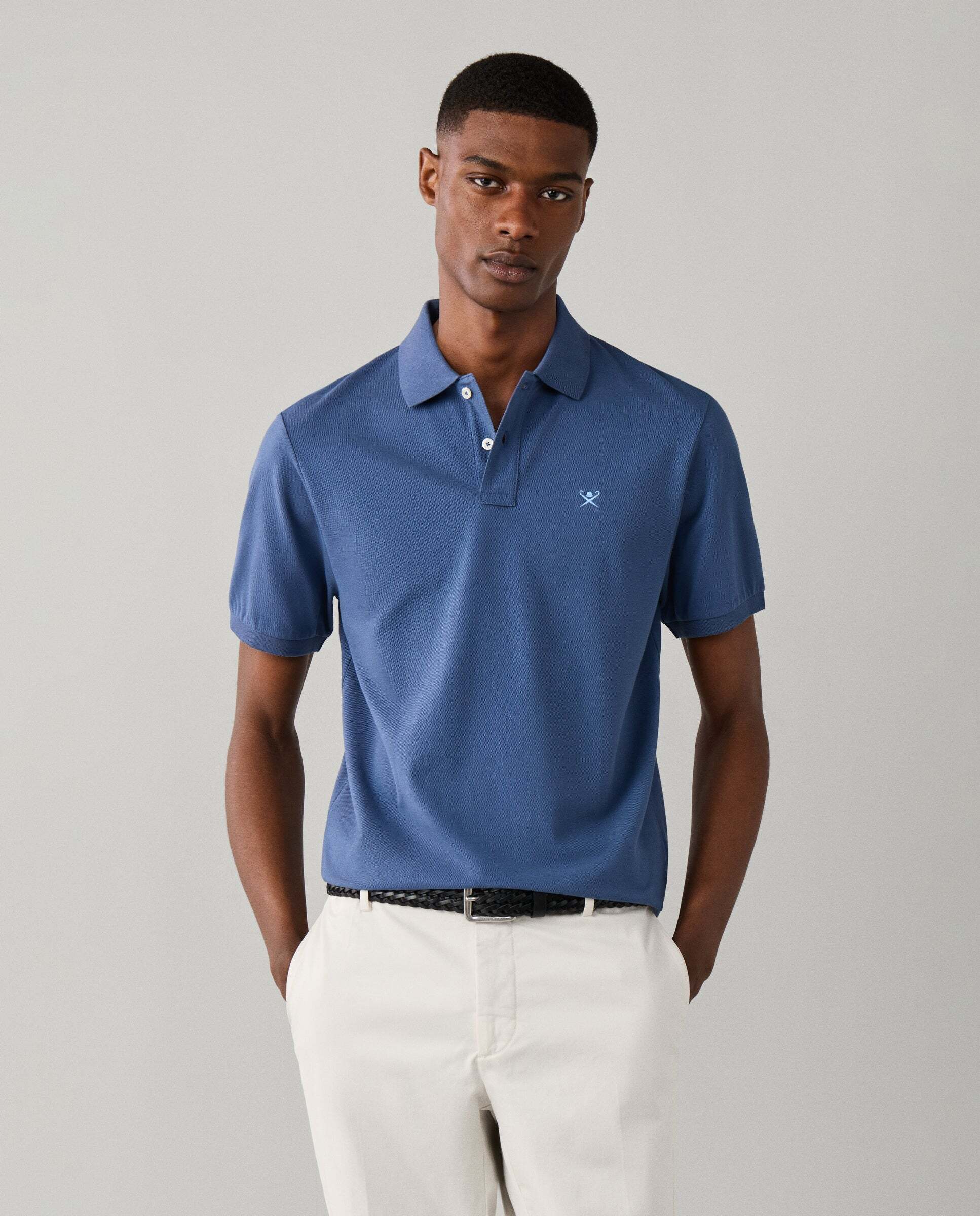 Polo de hombre manga corta con logo fit slim - Hackett - Azul Azul-1