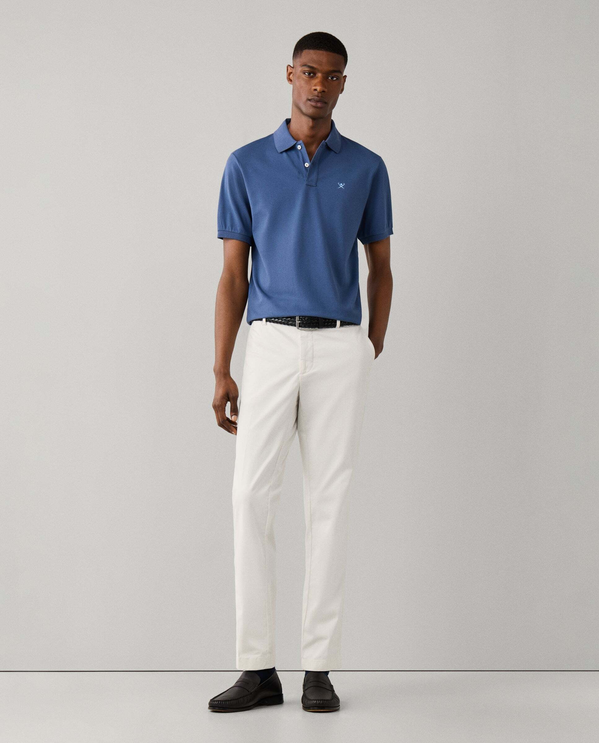 Polo de hombre manga corta con logo fit slim - Hackett - Azul Azul-2