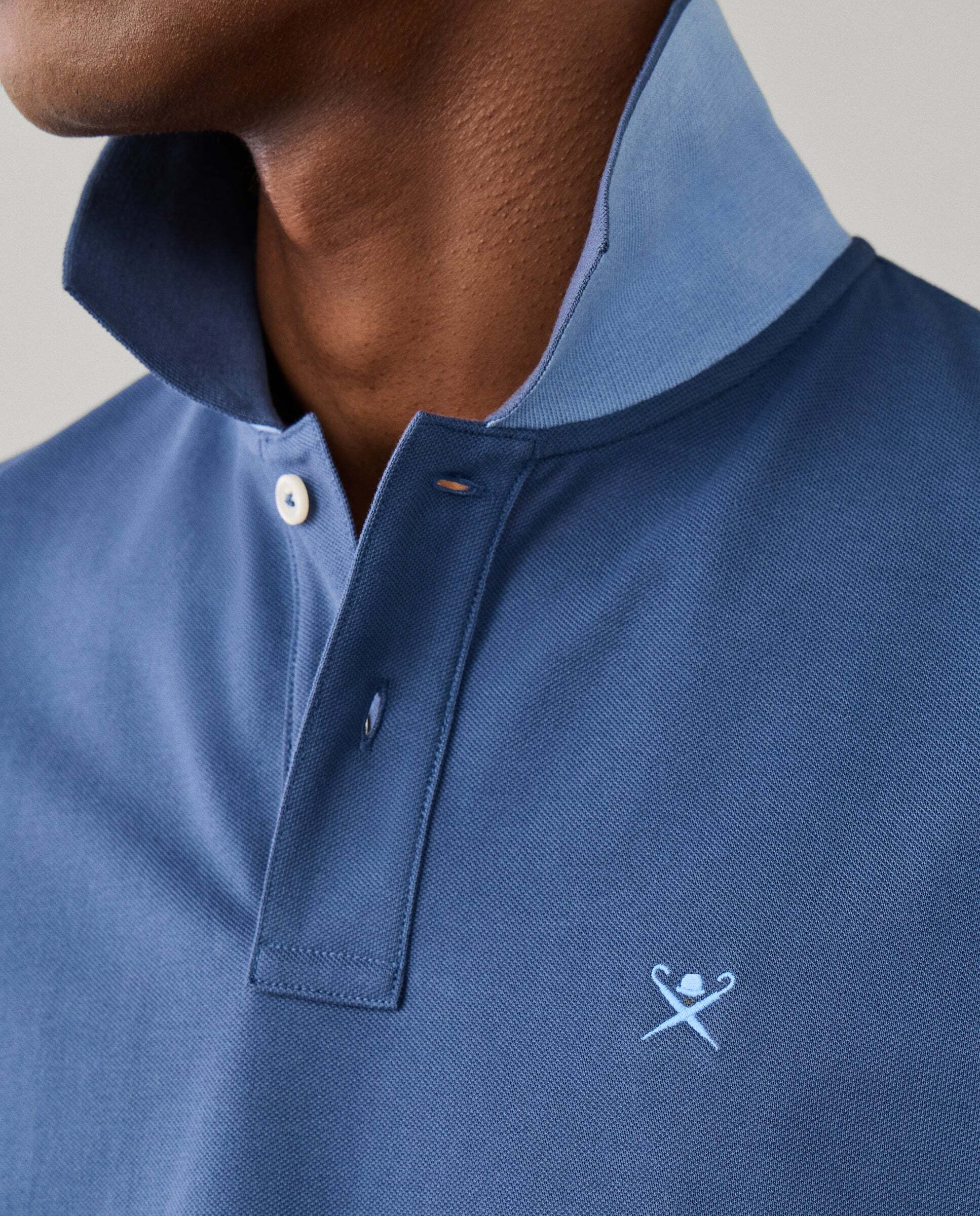 Polo de hombre manga corta con logo fit slim - Hackett - Azul Azul-4
