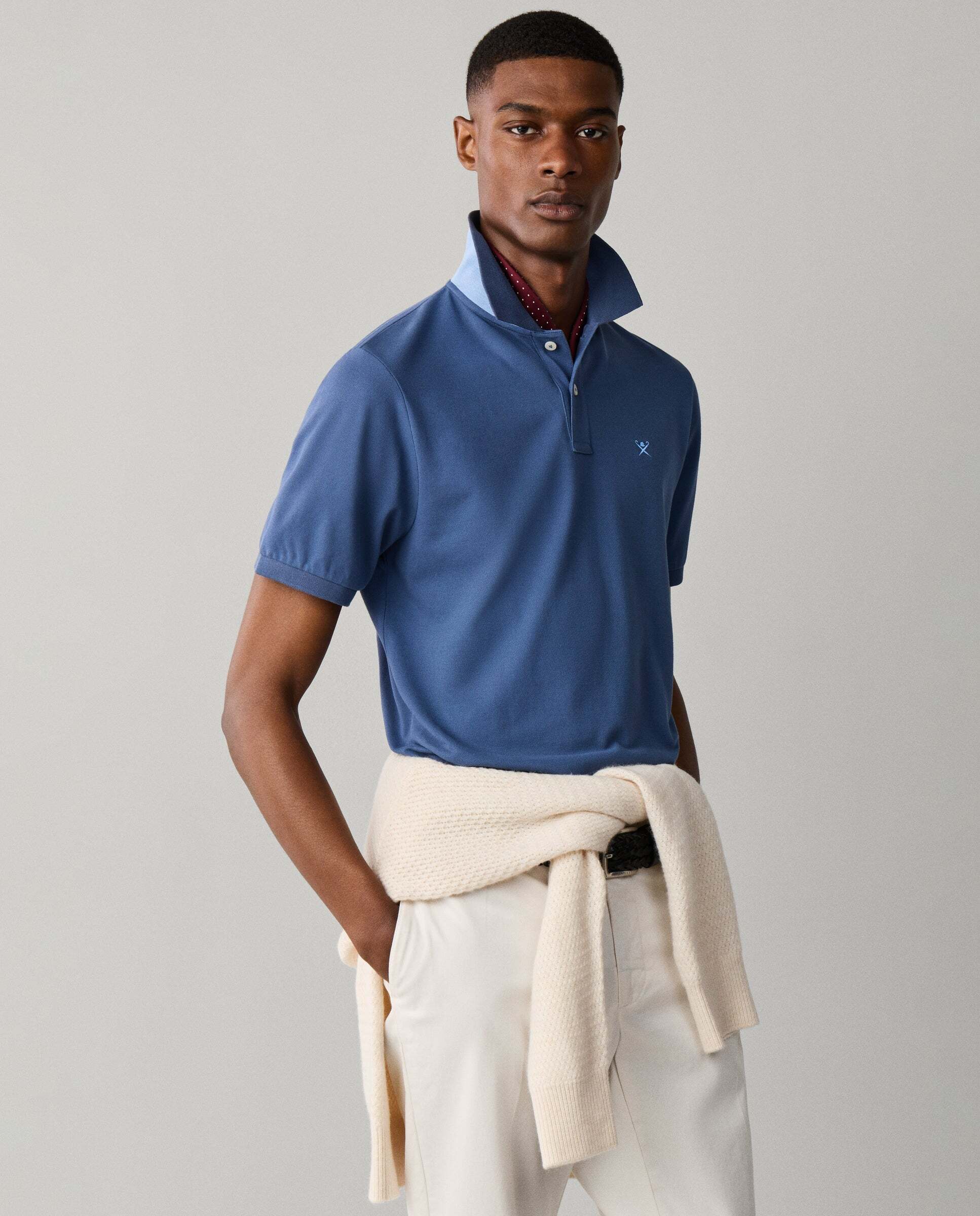 Polo de hombre manga corta con logo fit slim - Hackett - Azul Azul-5