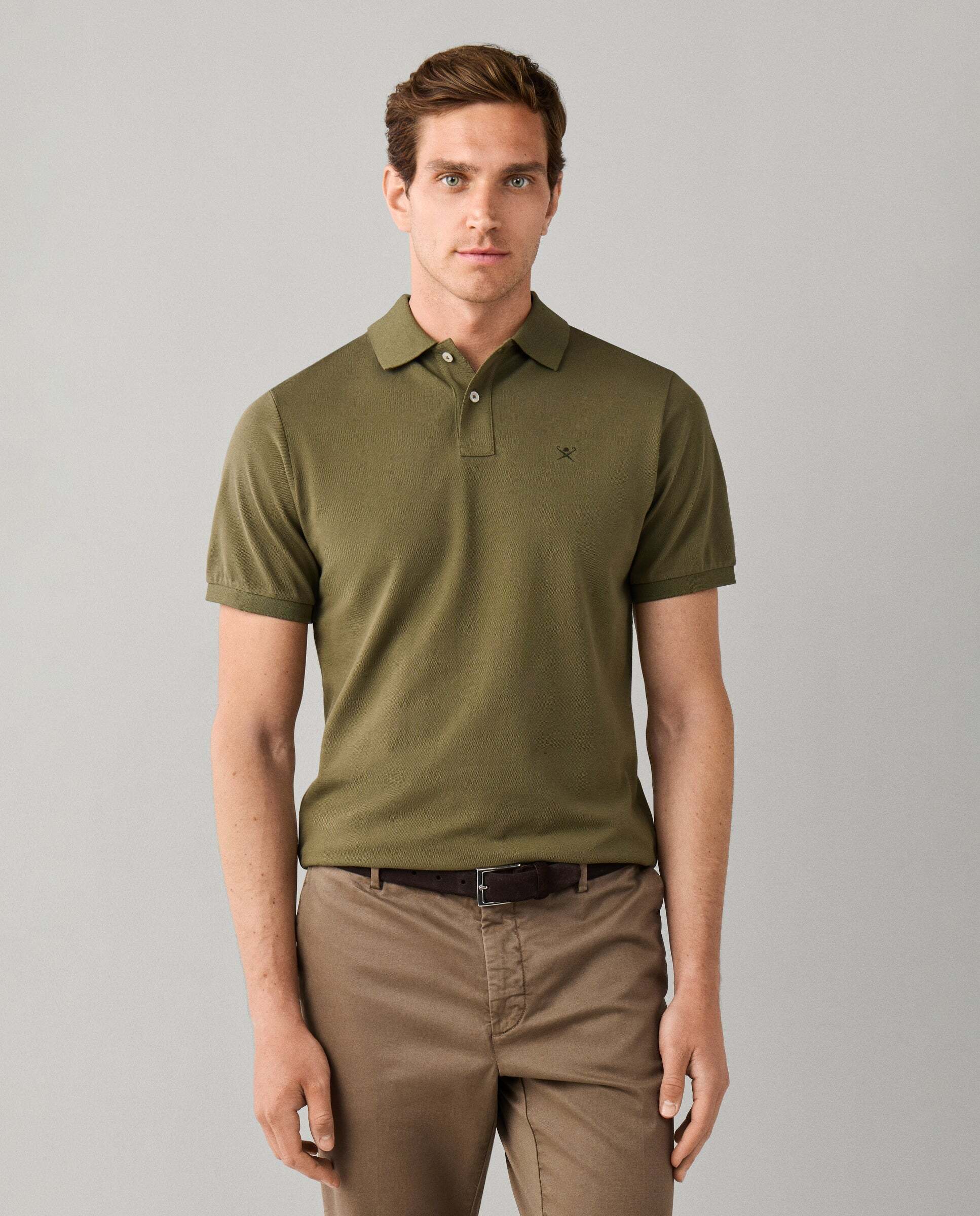 Polo de hombre manga corta con logo fit slim - Hackett - Verde Verde-1