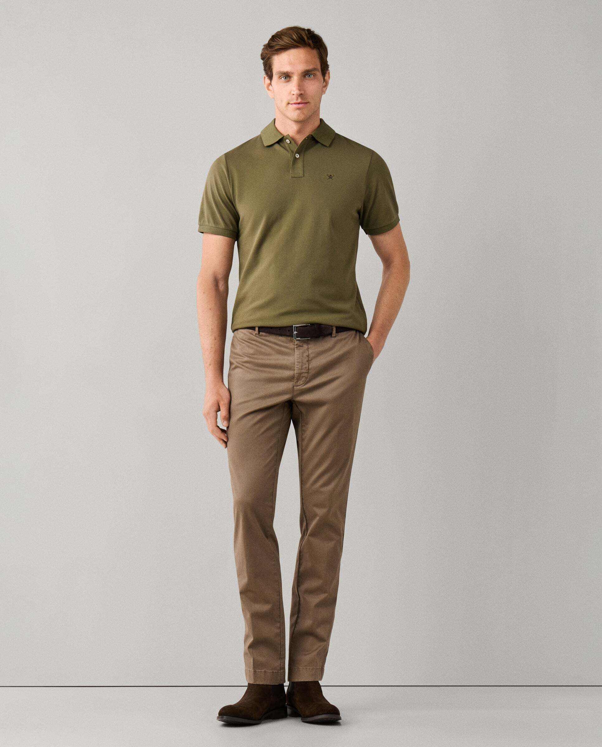 Polo de hombre manga corta con logo fit slim - Hackett - Verde Verde-2