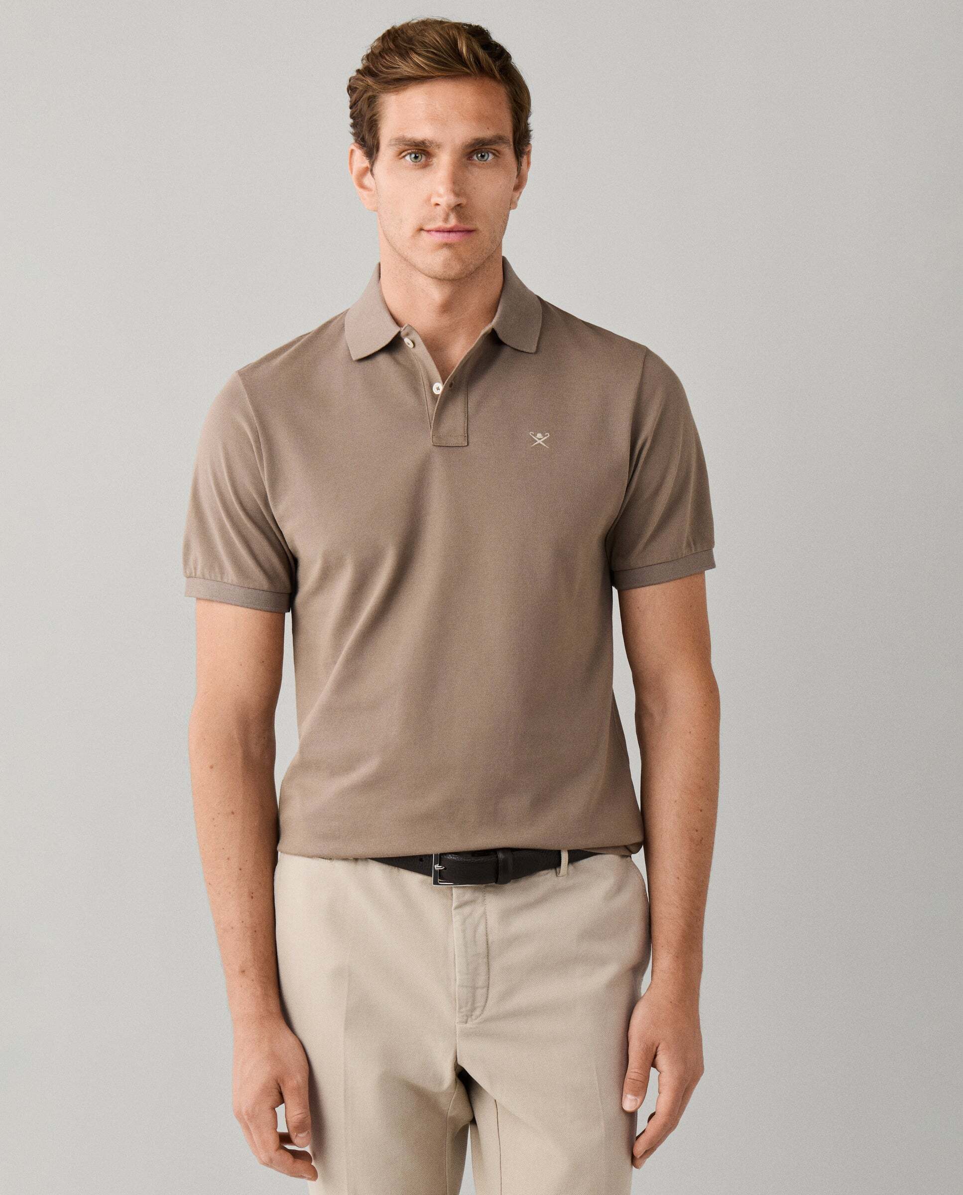 Polo de hombre manga corta con logo fit slim - Hackett - Natural Natural-1