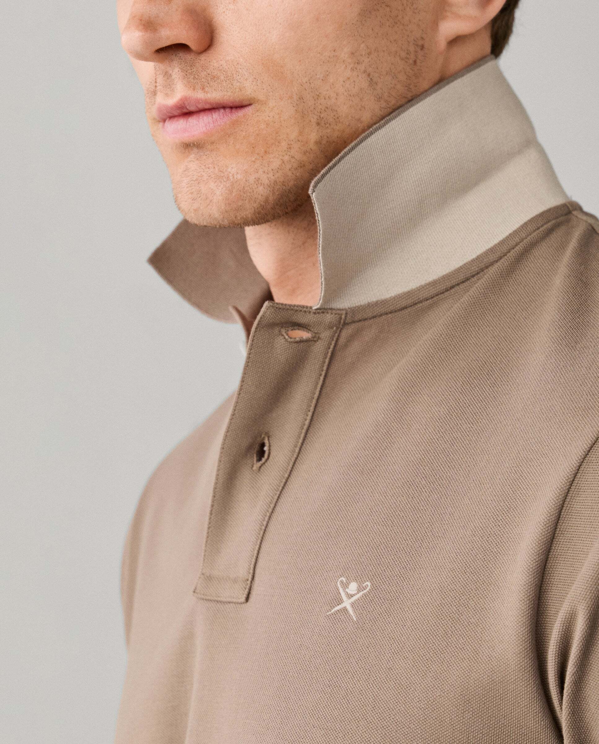 Polo de hombre manga corta con logo fit slim - Hackett - Natural Natural-4