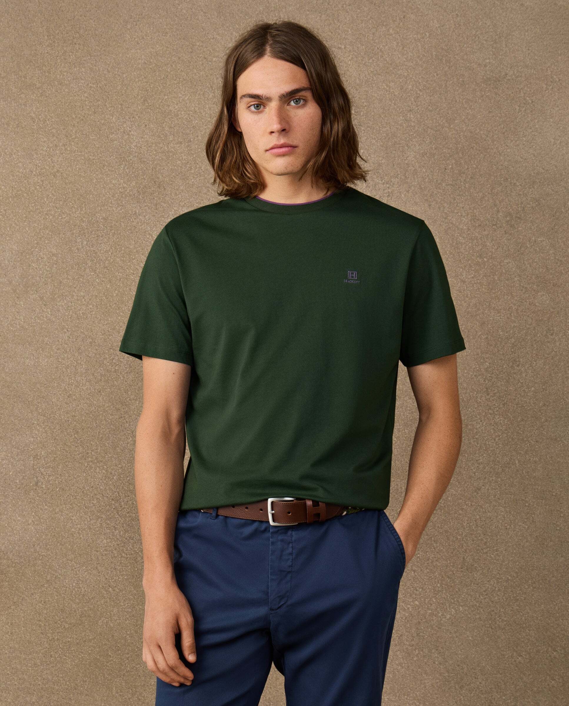 Camiseta de hombre logo h fit clásico - Hackett - Verde Verde-1