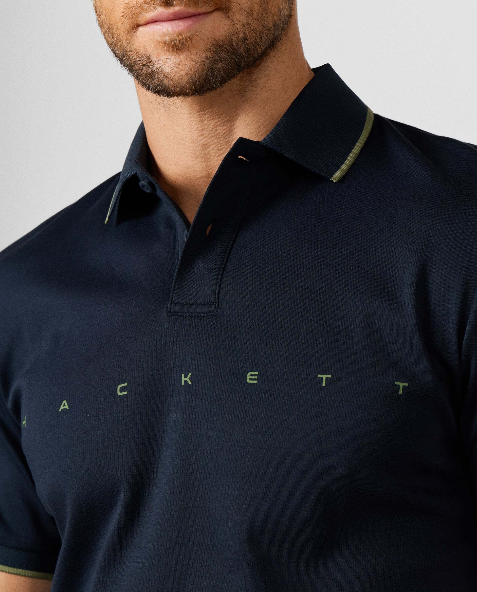 Polo de hombre manga corta con logo fit clásico - Hackett - Azul Azul-4