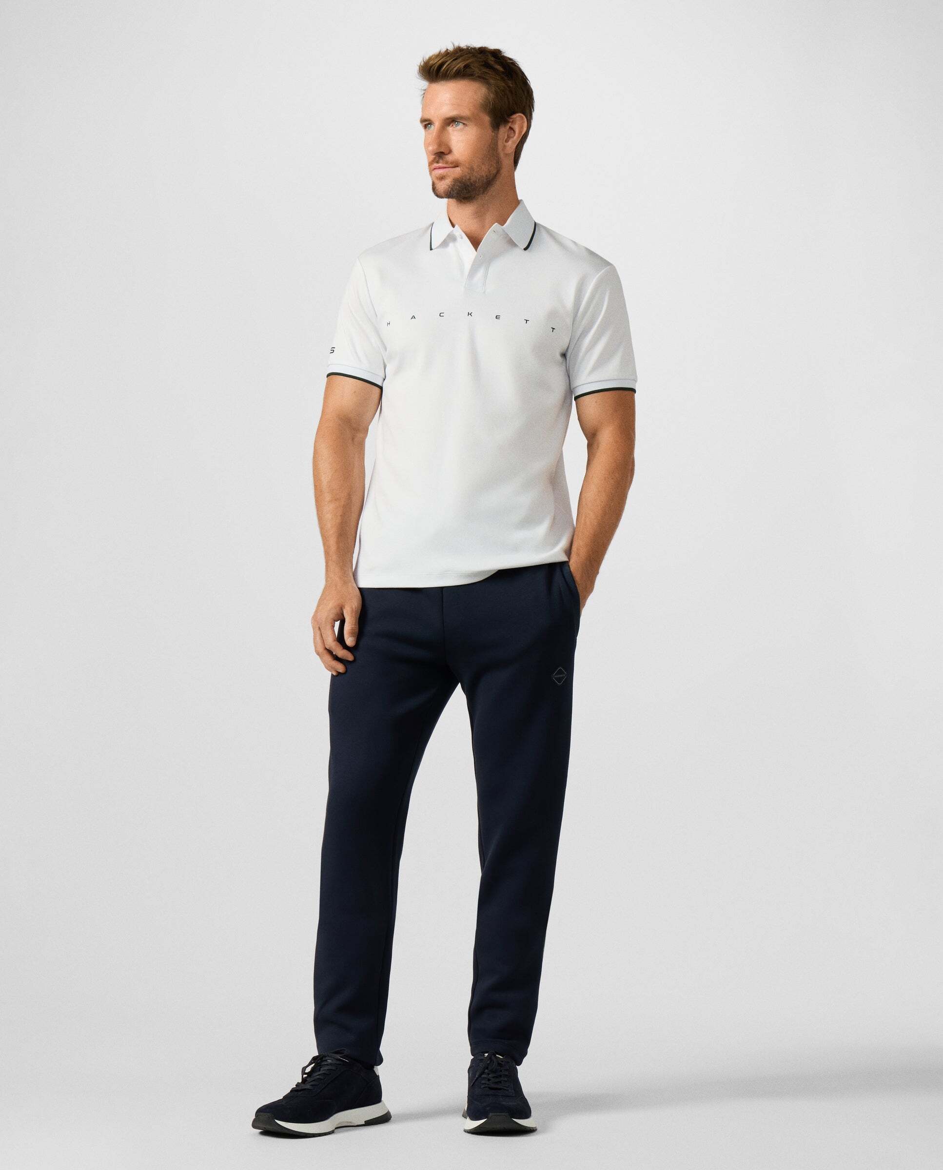 Polo de hombre manga corta con logo fit clásico - Hackett - Blanco Blanco-2