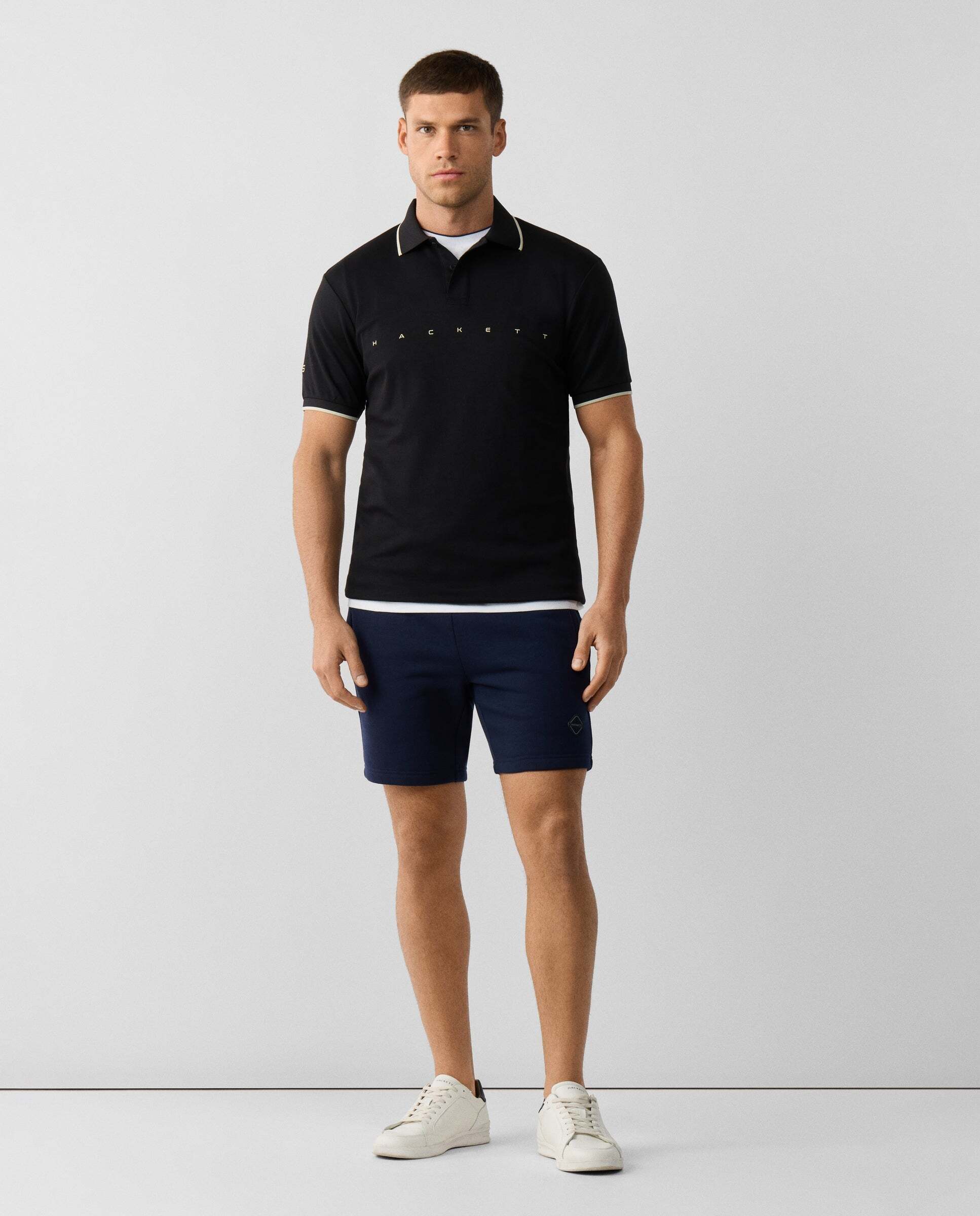 Polo de hombre manga corta con logo fit clásico - Hackett - Negro Negro-2
