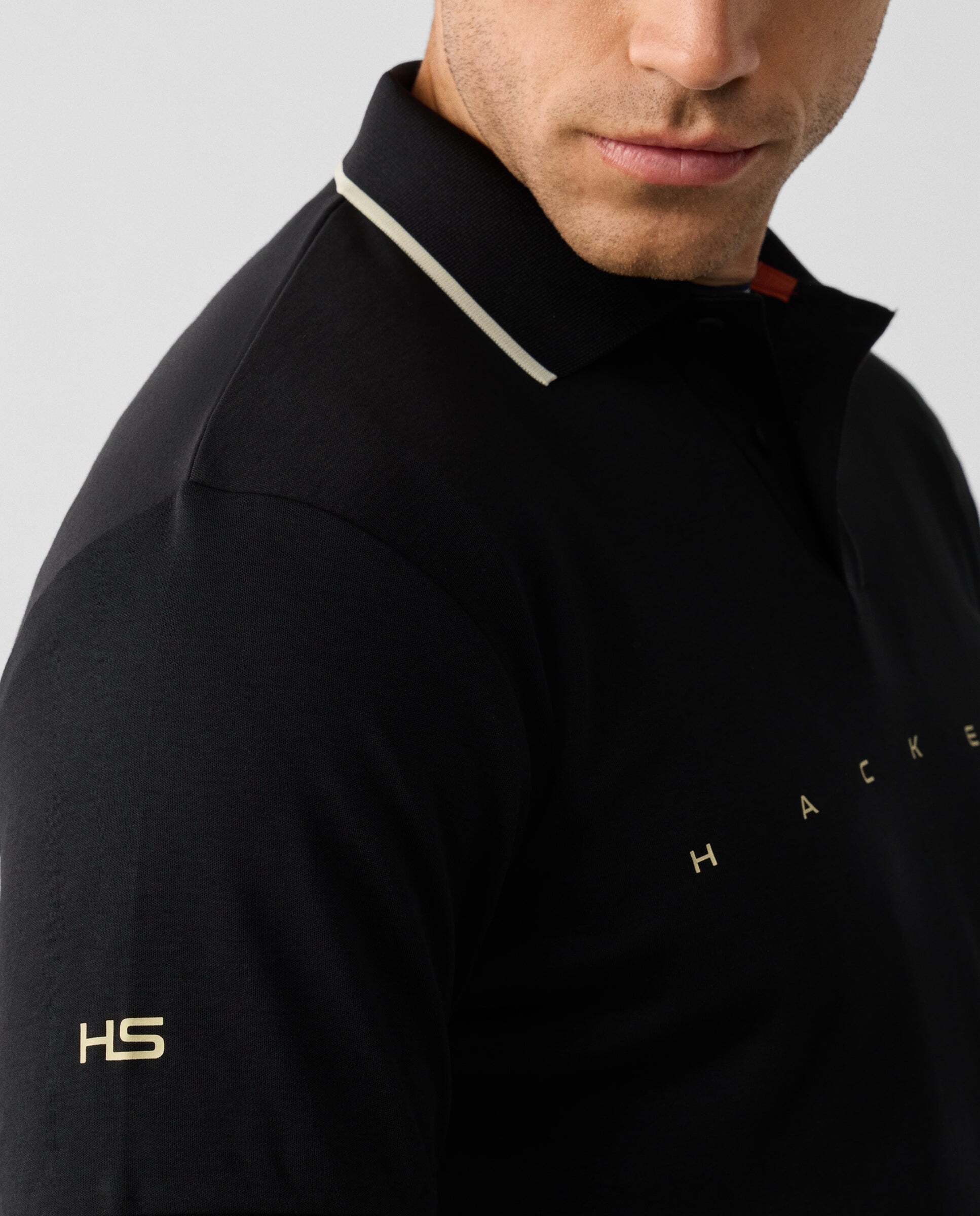 Polo de hombre manga corta con logo fit clásico - Hackett - Negro Negro-4