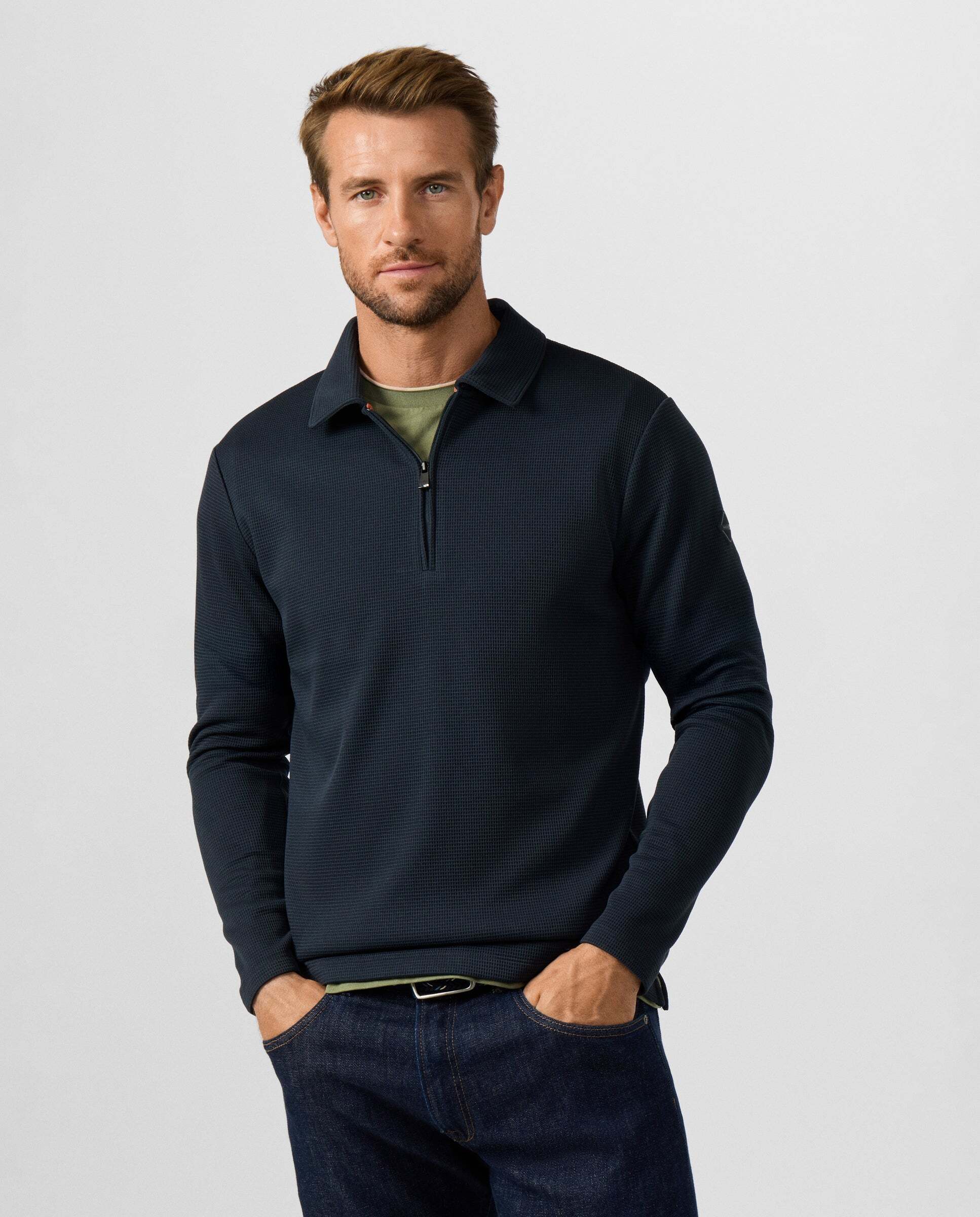 Imagen 0 de Sudadera de hombre polo con cremallera y logo waffle Azul
