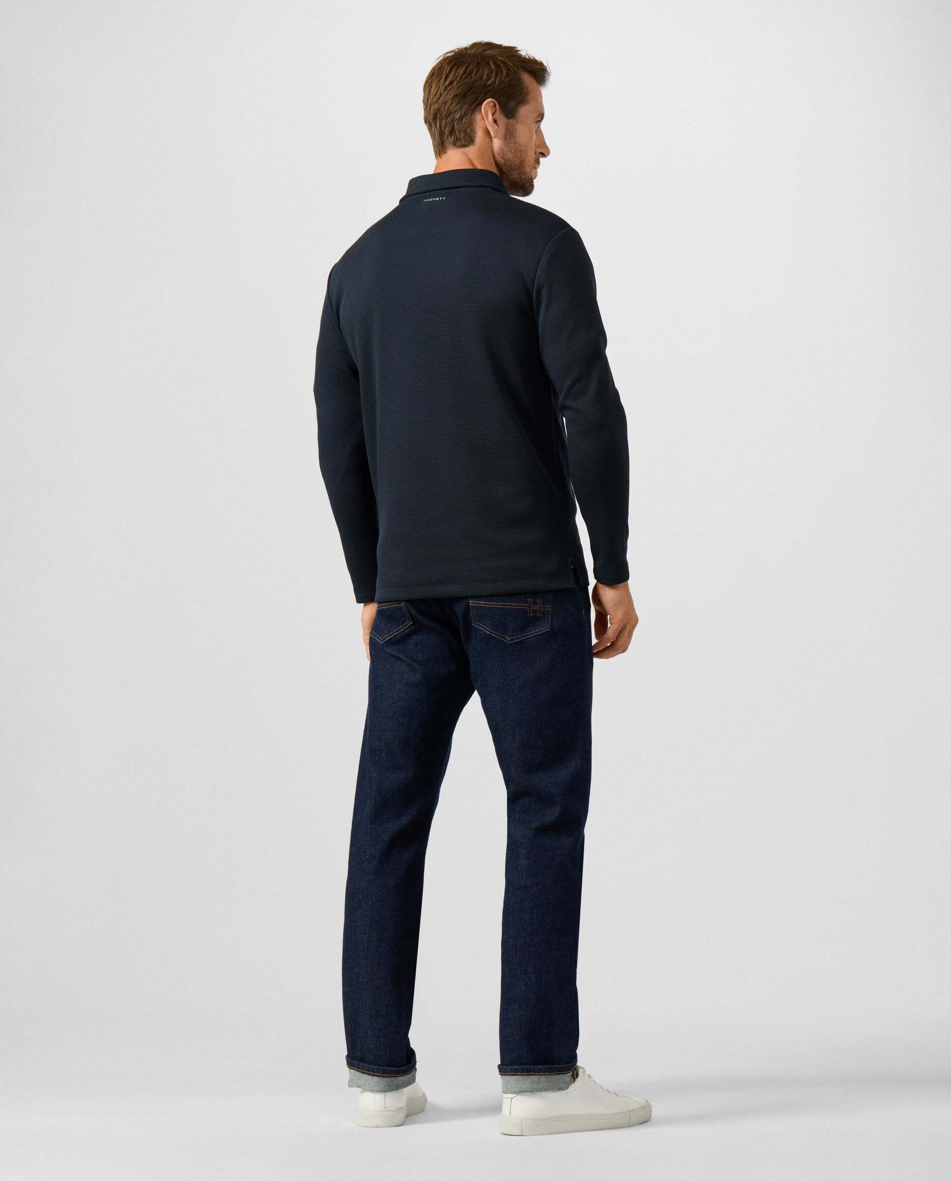 Sudadera de hombre polo con cremallera y logo waffle - Hackett - Azul Azul-3