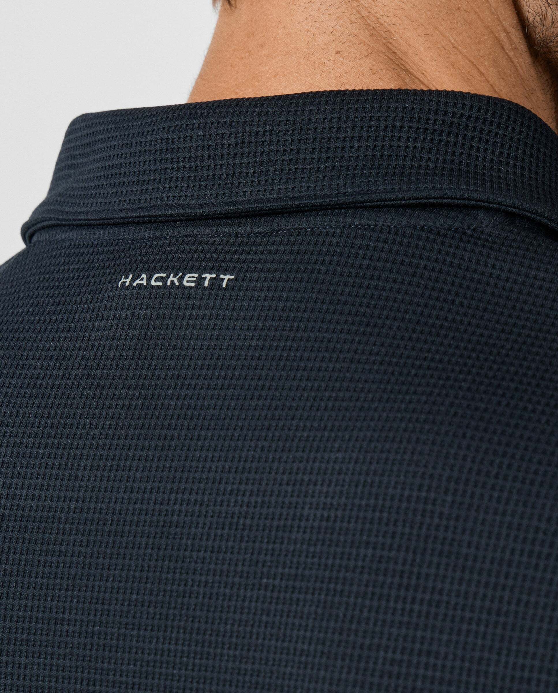 Sudadera de hombre polo con cremallera y logo waffle - Hackett - Azul Azul-5