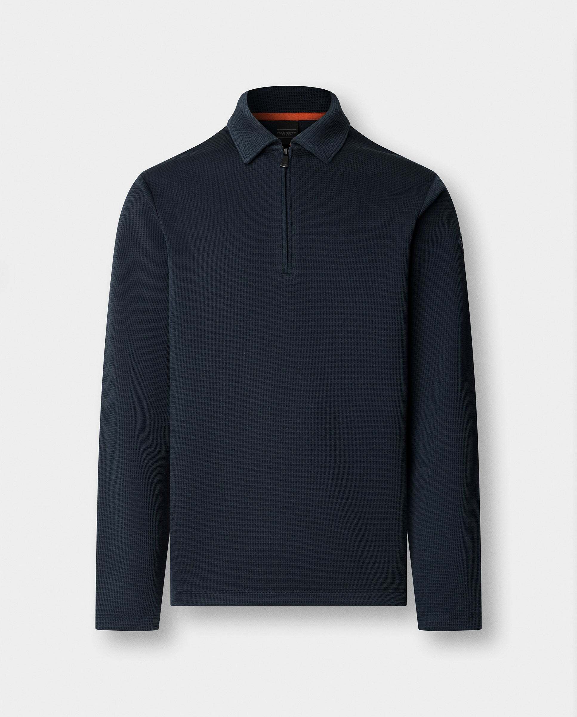 Sudadera de hombre polo con cremallera y logo waffle - Hackett - Azul Azul-7