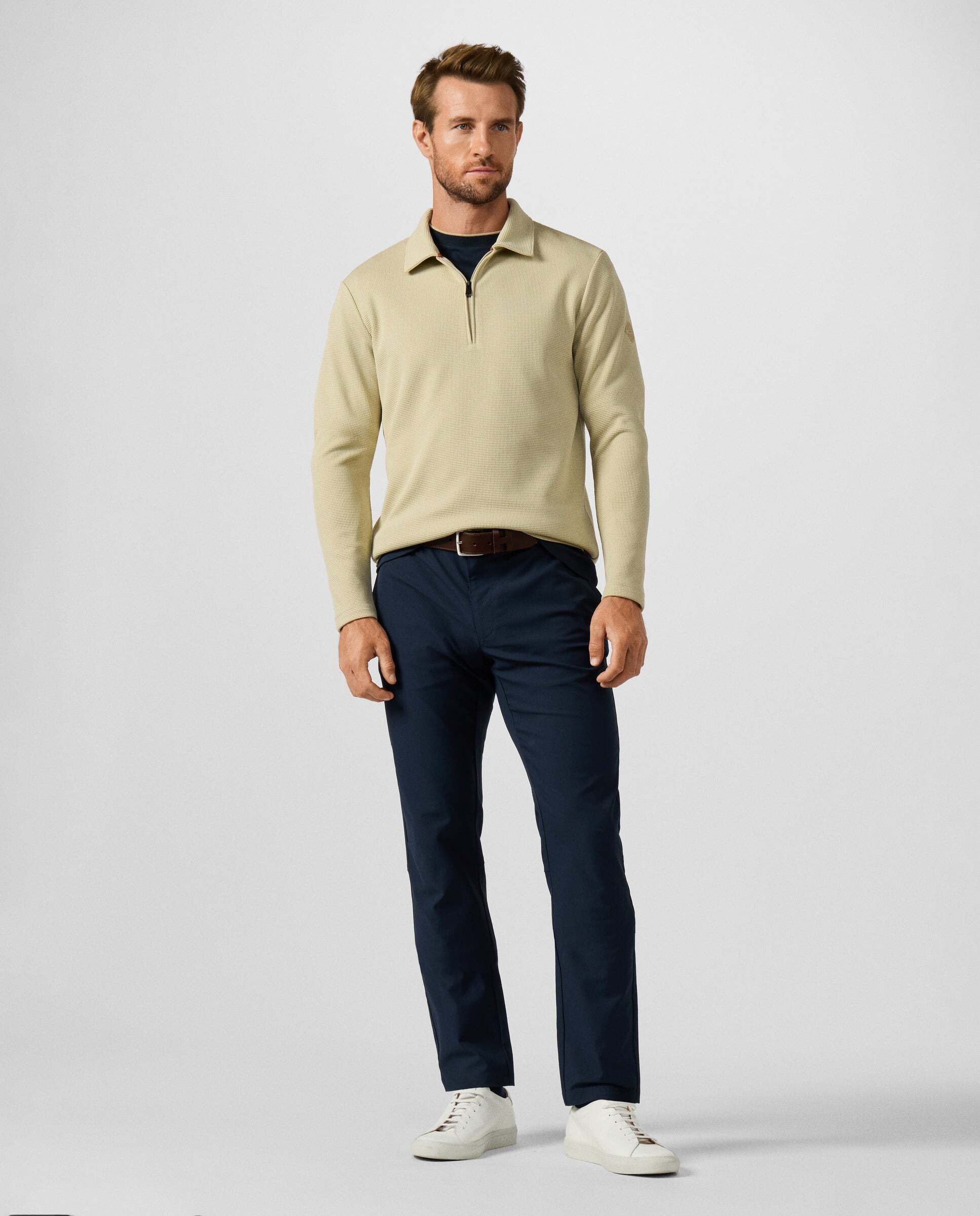 Sudadera de hombre polo con cremallera y logo waffle - Hackett - Natural Natural-2