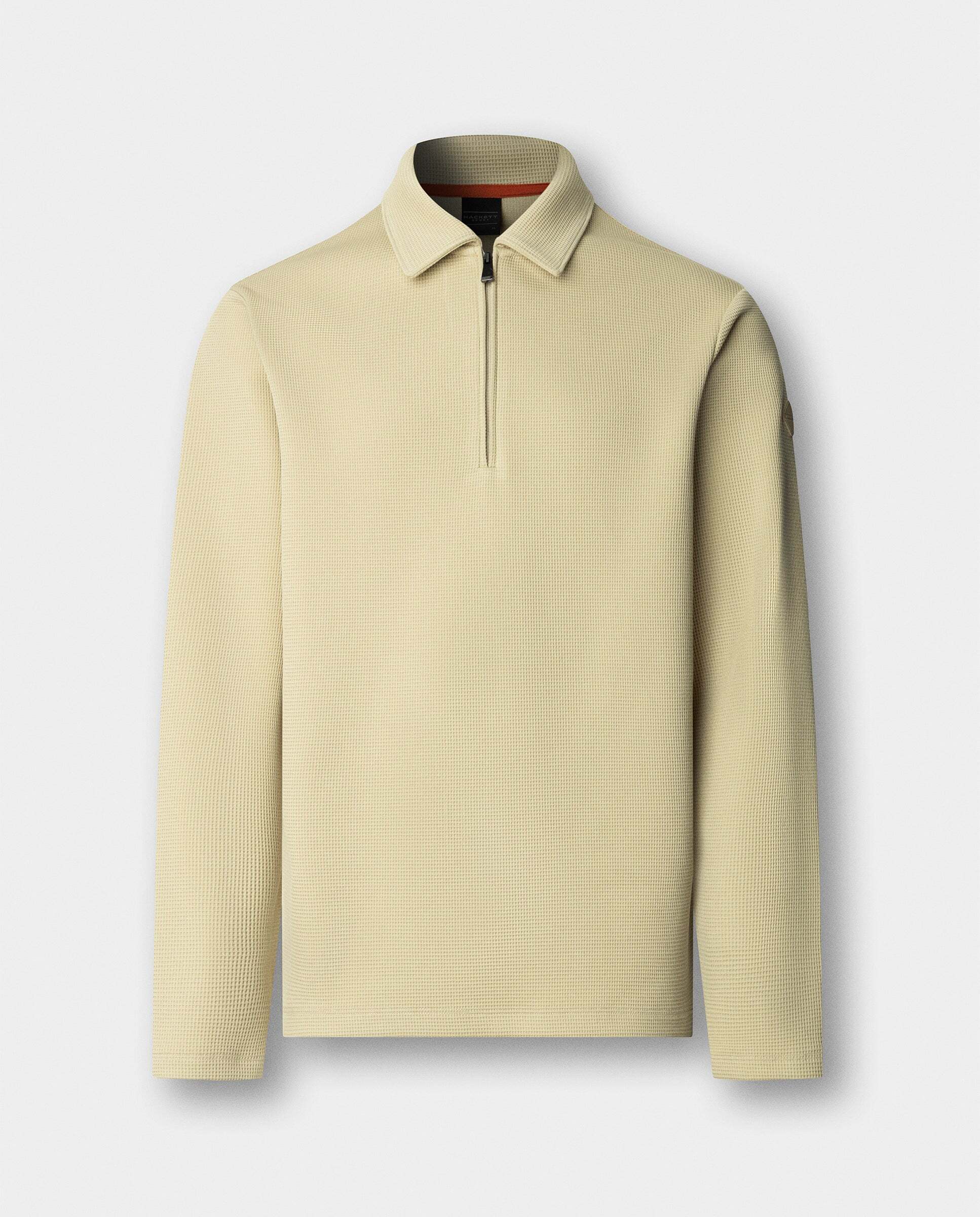 Sudadera de hombre polo con cremallera y logo waffle - Hackett - Natural Natural-7