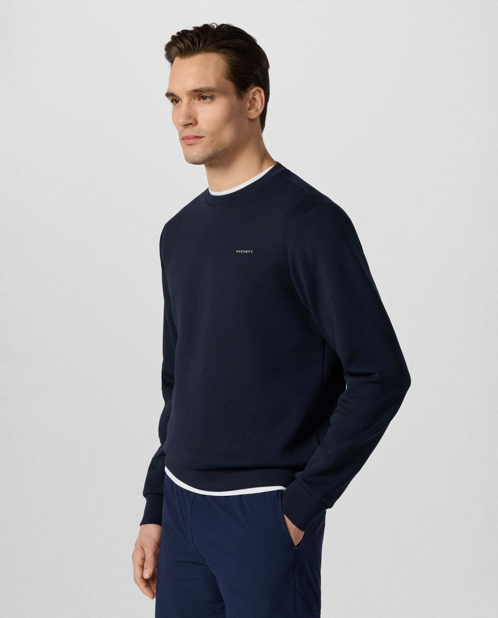 Sudadera de hombre cuello redondo con logo - Hackett - Azul marino Azul marino-6