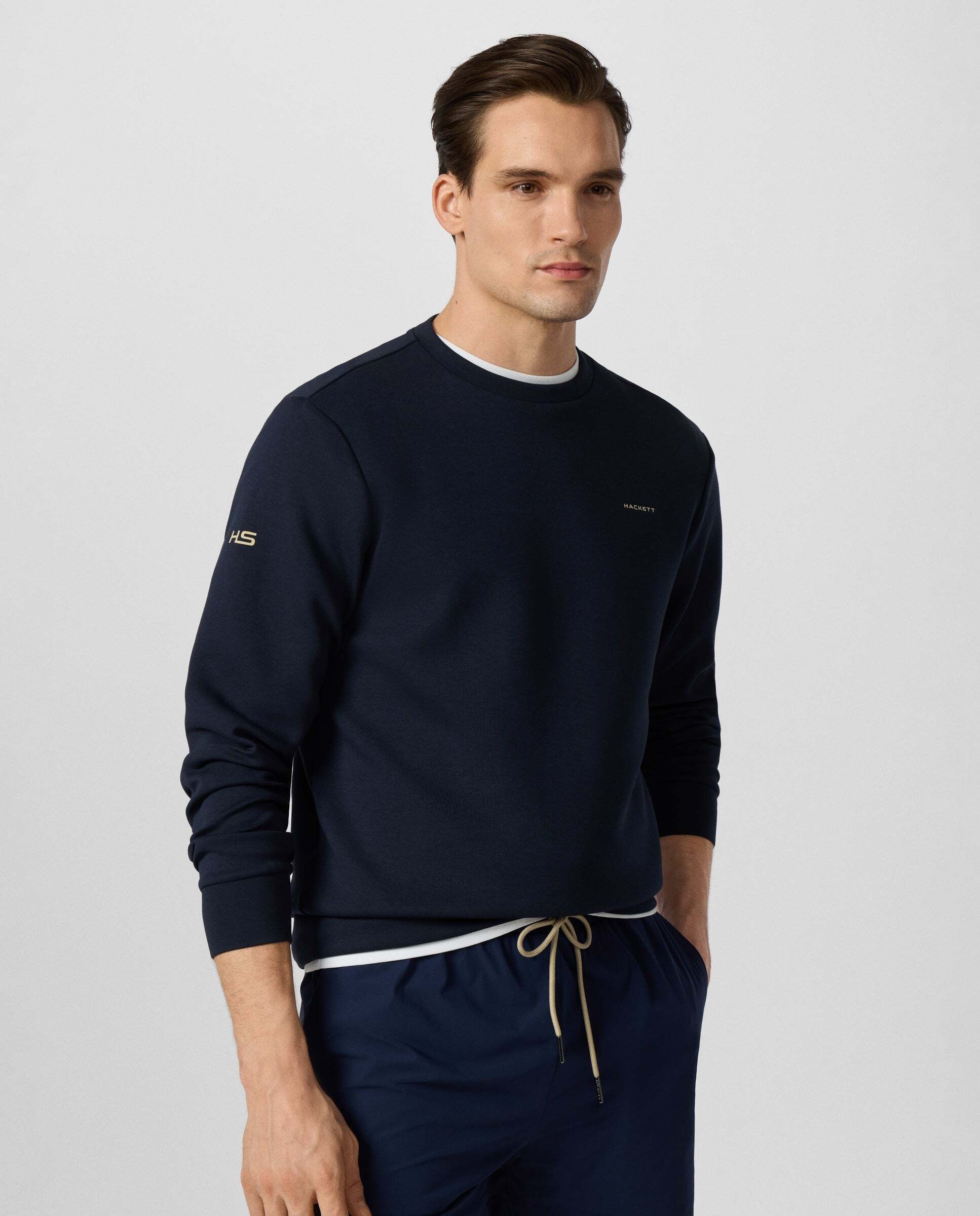 Sudadera de hombre cuello redondo con logo - Hackett - Azul marino Azul marino-7