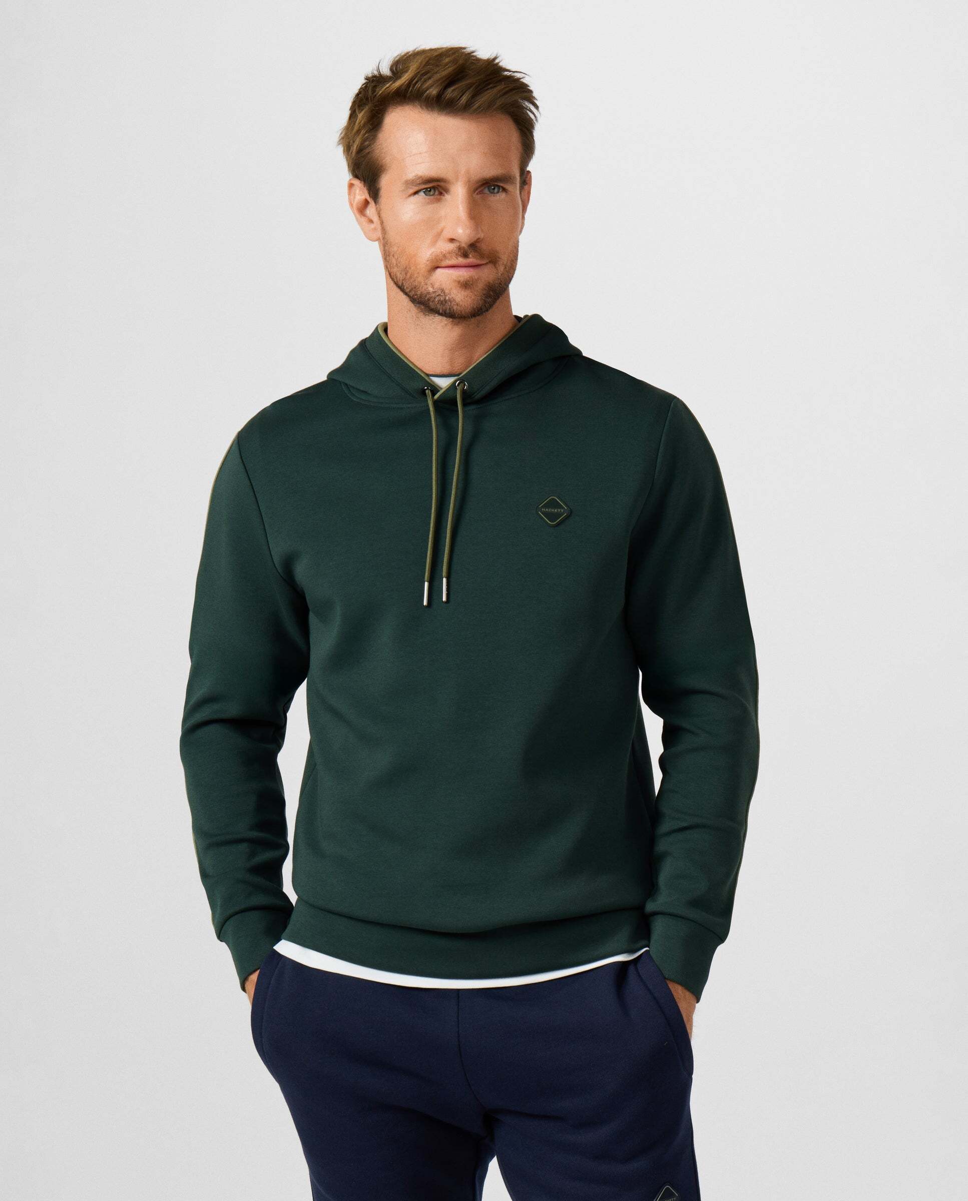 Sudadera de hombre con capucha y logo - Hackett - Verde Verde-1