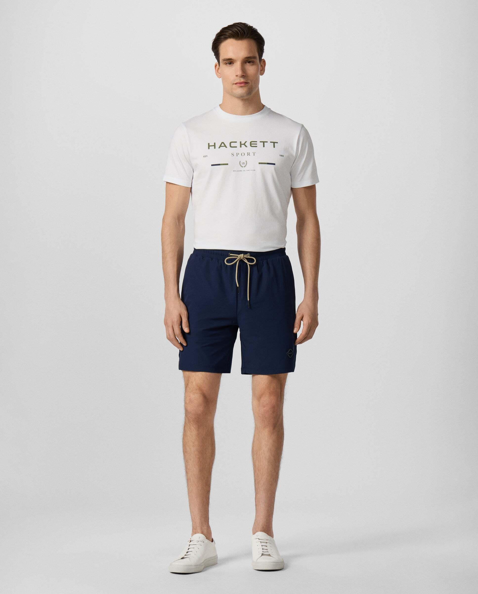 Pantalones de hombre cortos de entrenamiento de malla con logo - Hackett - Azul Azul-2