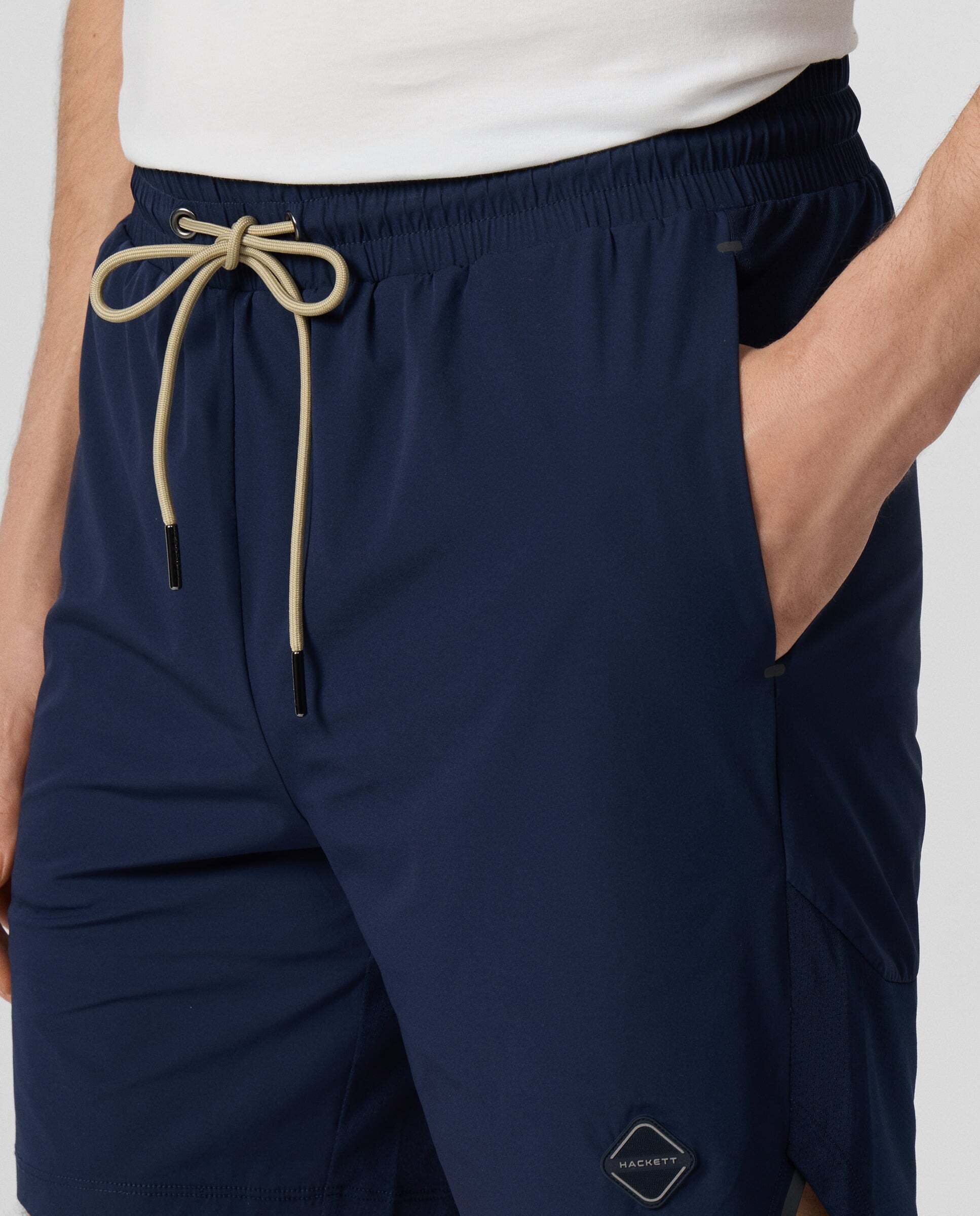 Pantalones de hombre cortos de entrenamiento de malla con logo - Hackett - Azul Azul-4