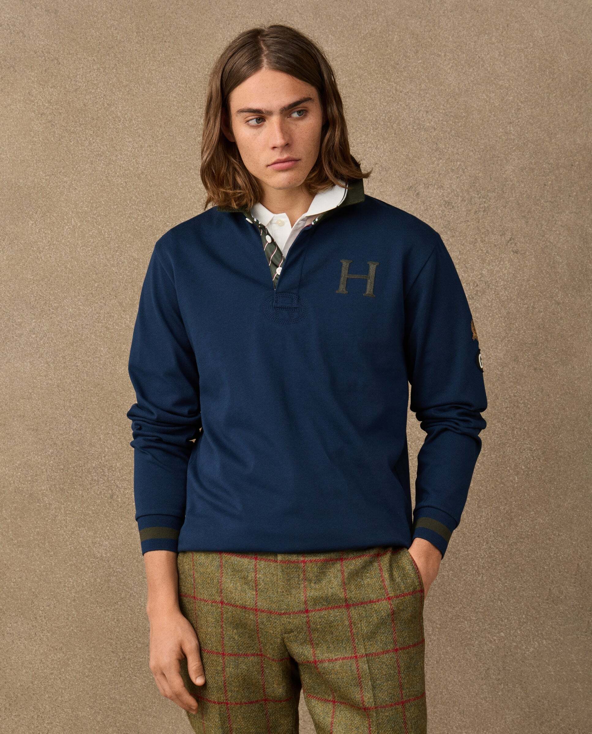 Polo de hombre rugby con múltiples logos fit clásico - Hackett - Azul Azul-1