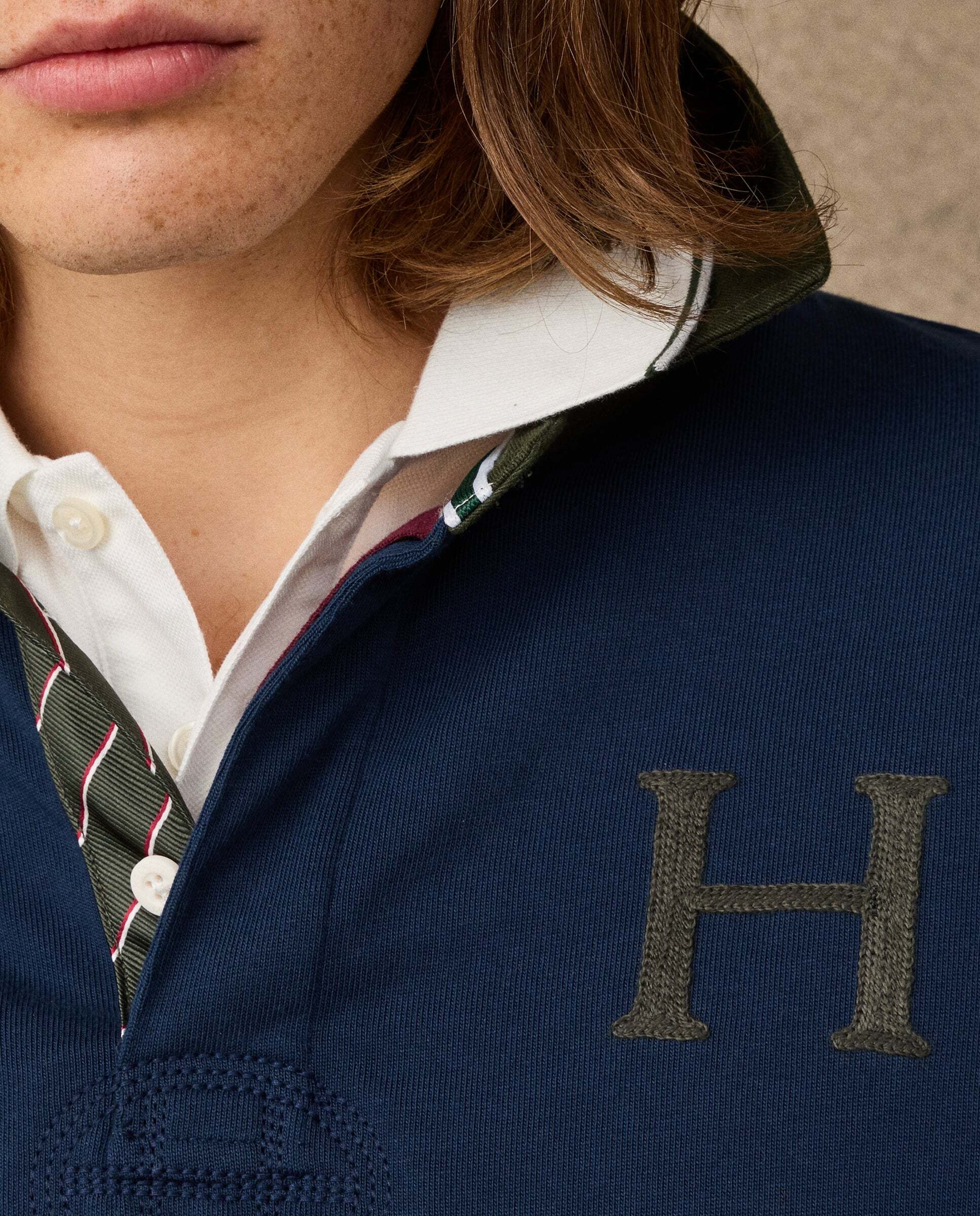 Polo de hombre rugby con múltiples logos fit clásico - Hackett - Azul Azul-4